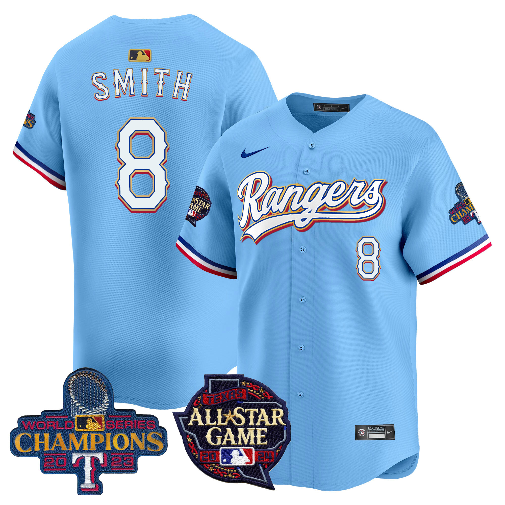 Men's Josh Smith Texas Rangers 2024 All Star Game Patch Vapor Premier Limited Blue Jersey - All Stitched