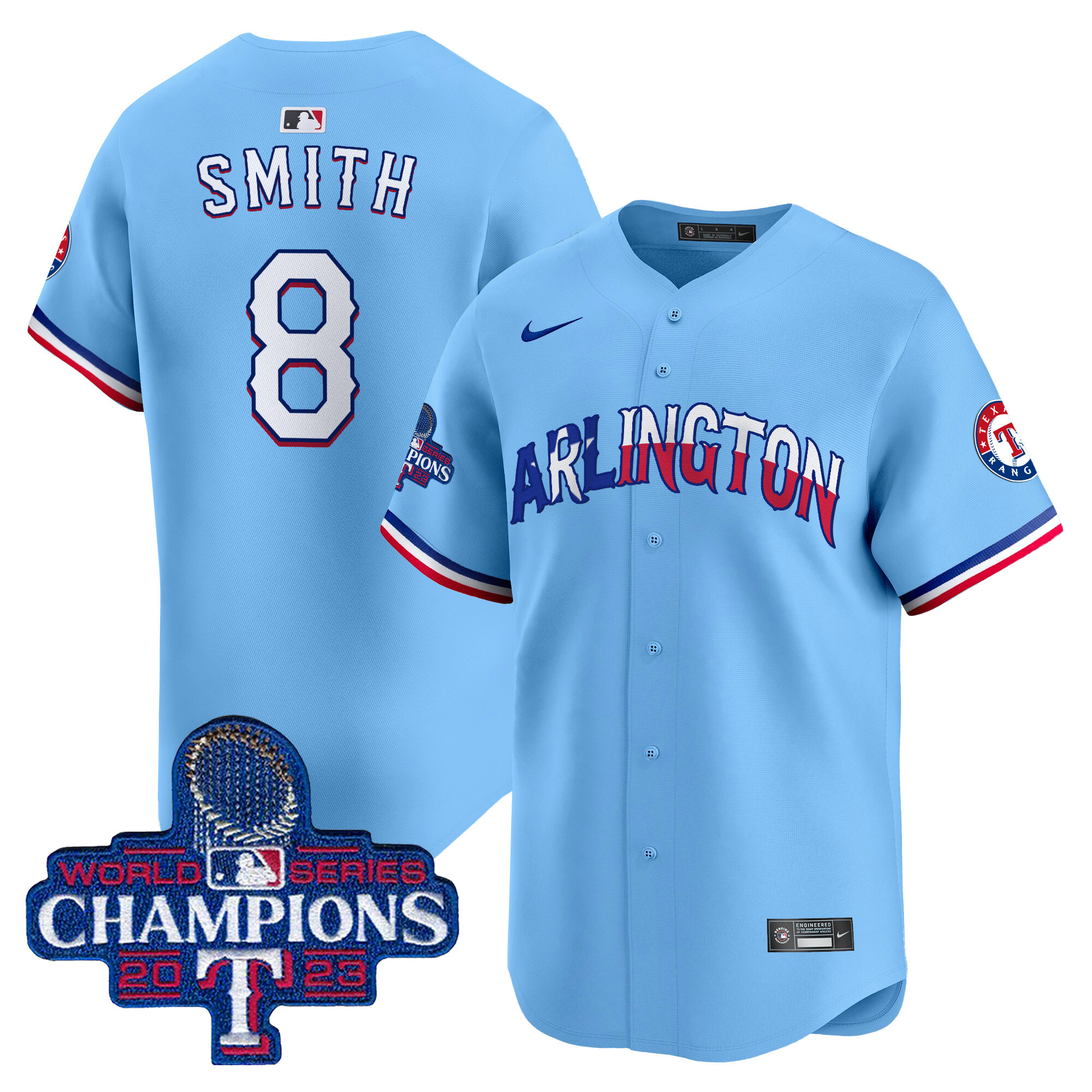 Men's Josh Smith Texas Rangers Arlington Champions Vapor Premier Limited Blue Jersey - All Stitched