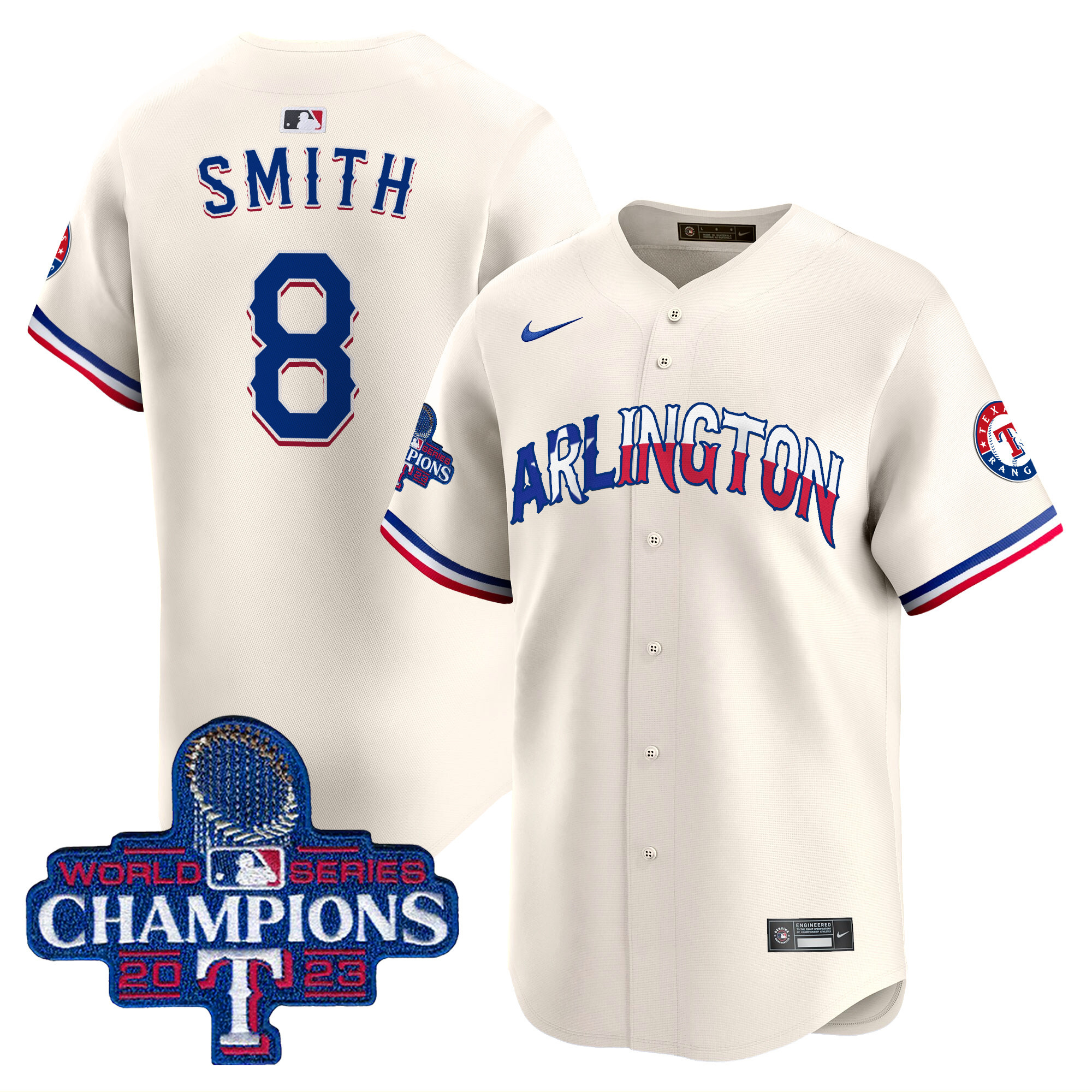 Men's Josh Smith Texas Rangers Arlington Champions Vapor Premier Limited Cream Jersey - All Stitched