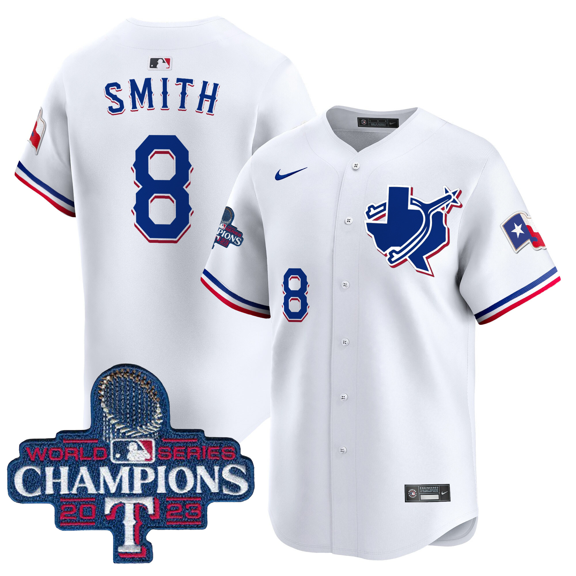 Men's Josh Smith Texas Rangers World Series Champions Vapor Premier Limited White Jersey V3 - All Stitched