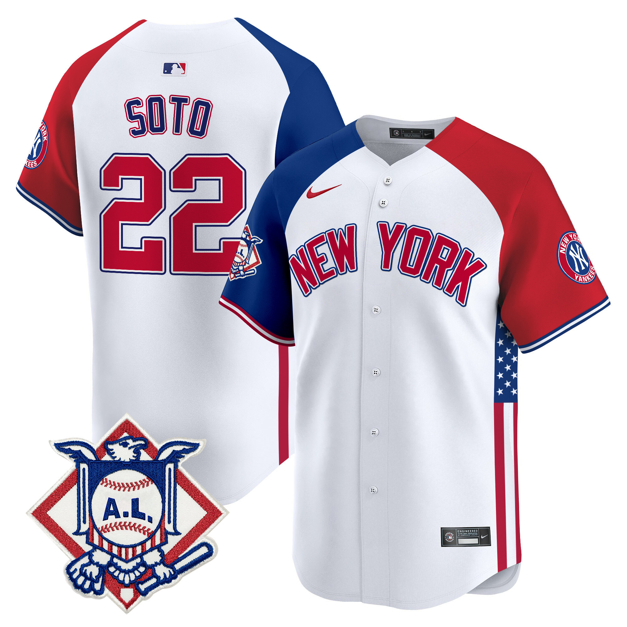 Men's Juan Soto New York Yankees 2024 Fourth of July Vapor Premier Limited Alternate Jersey V8 - All Stitched
