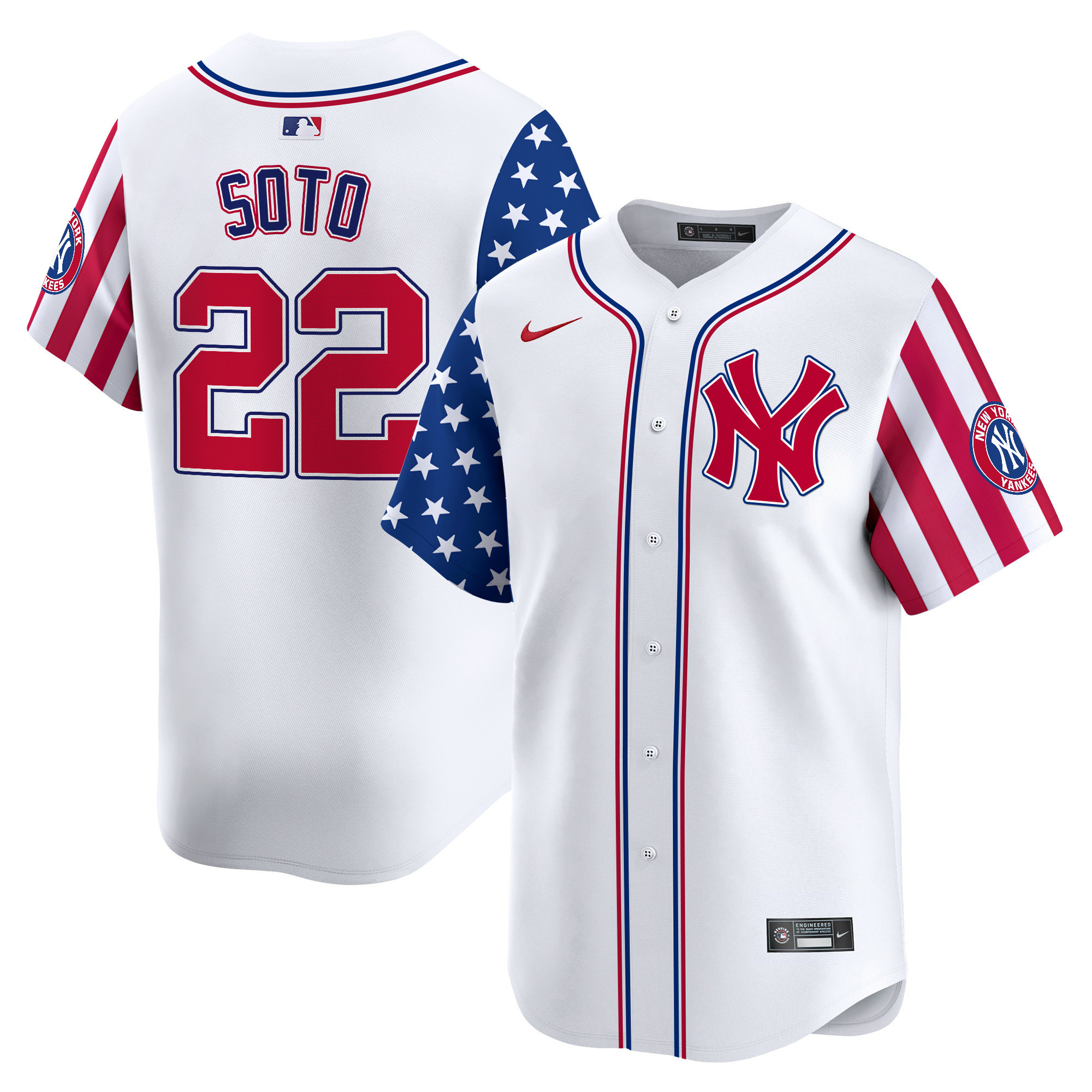 Men's Juan Soto New York Yankees 2024 Independence Day Vapor Premier Limited White Jersey - All Stitched