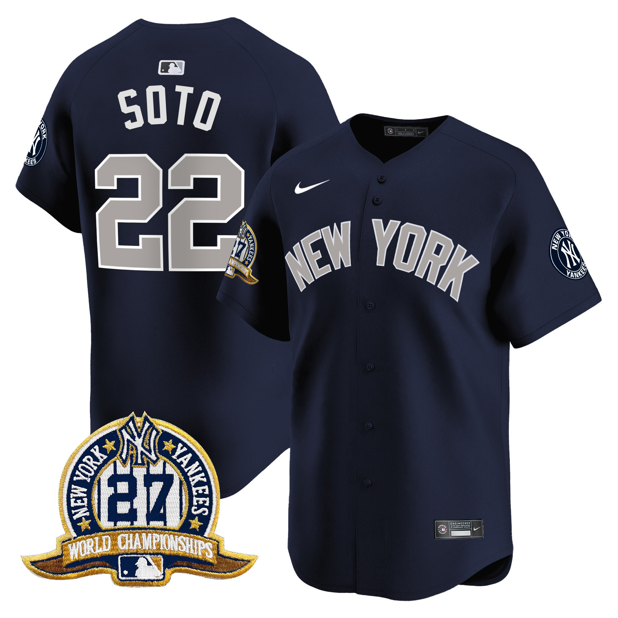Men's Juan Soto New York Yankees 27 Time Champions Patch Vapor Premier Limited Alternate Jersey - All Stitched
