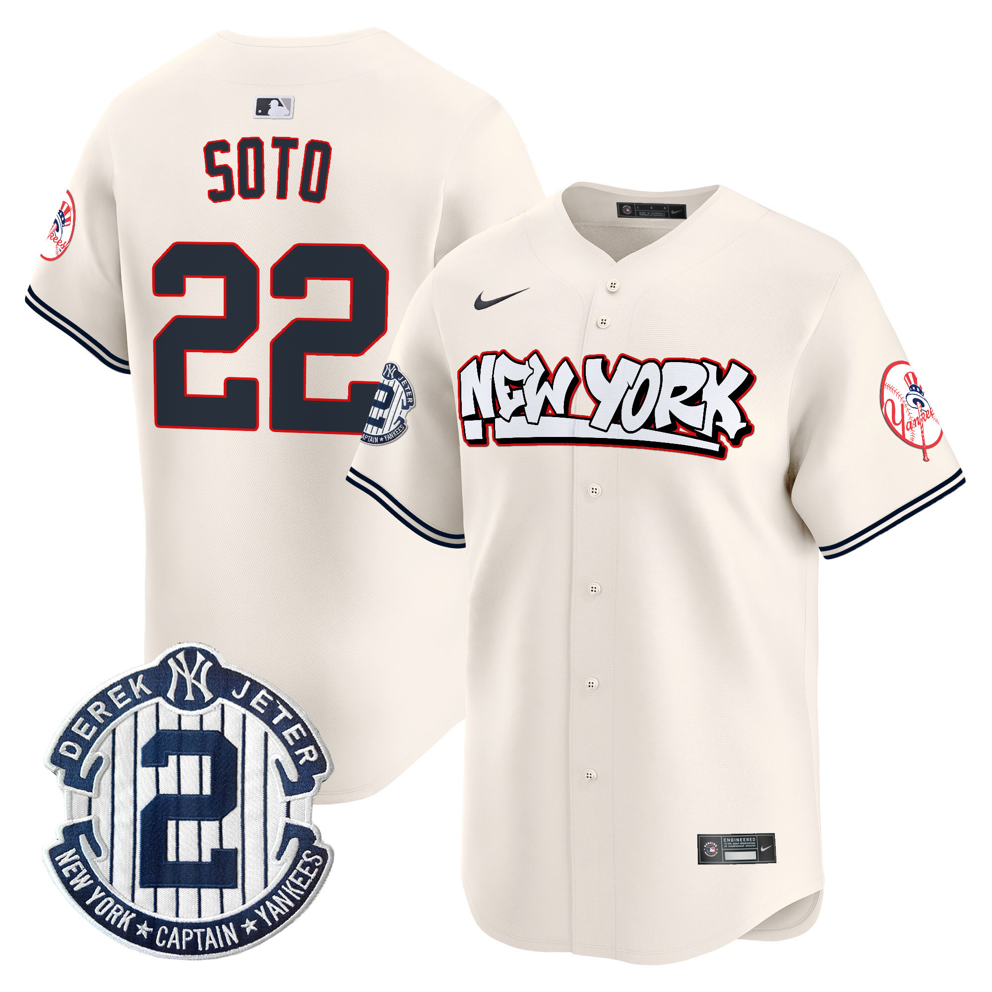 Men's Juan Soto New York Yankees Graffiti Vapor Premier Limited Cream Jersey V2 - All Stitched