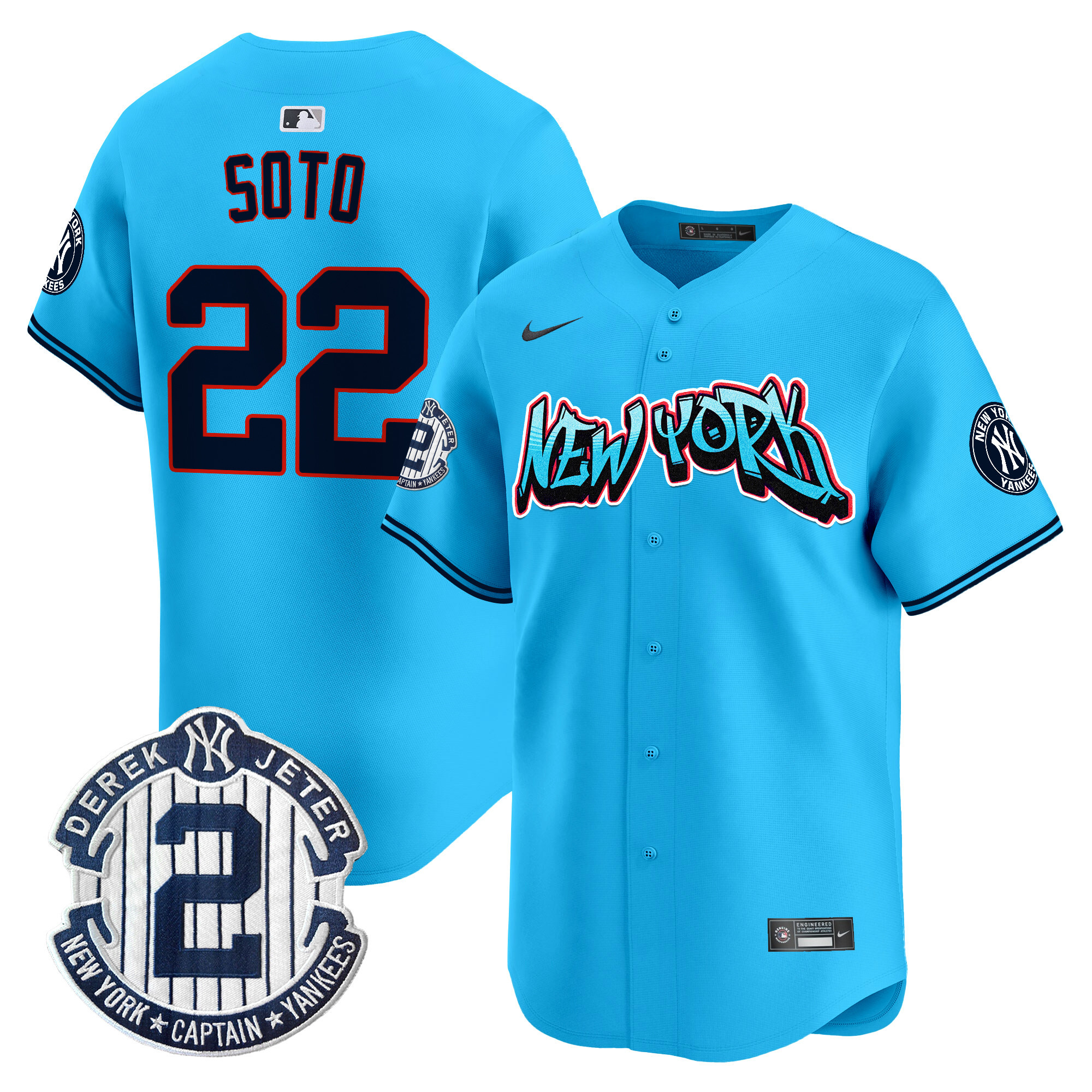 Men's Juan Soto New York Yankees Graffiti Vapor Premier Limited Light Blue Jersey - All Stitched