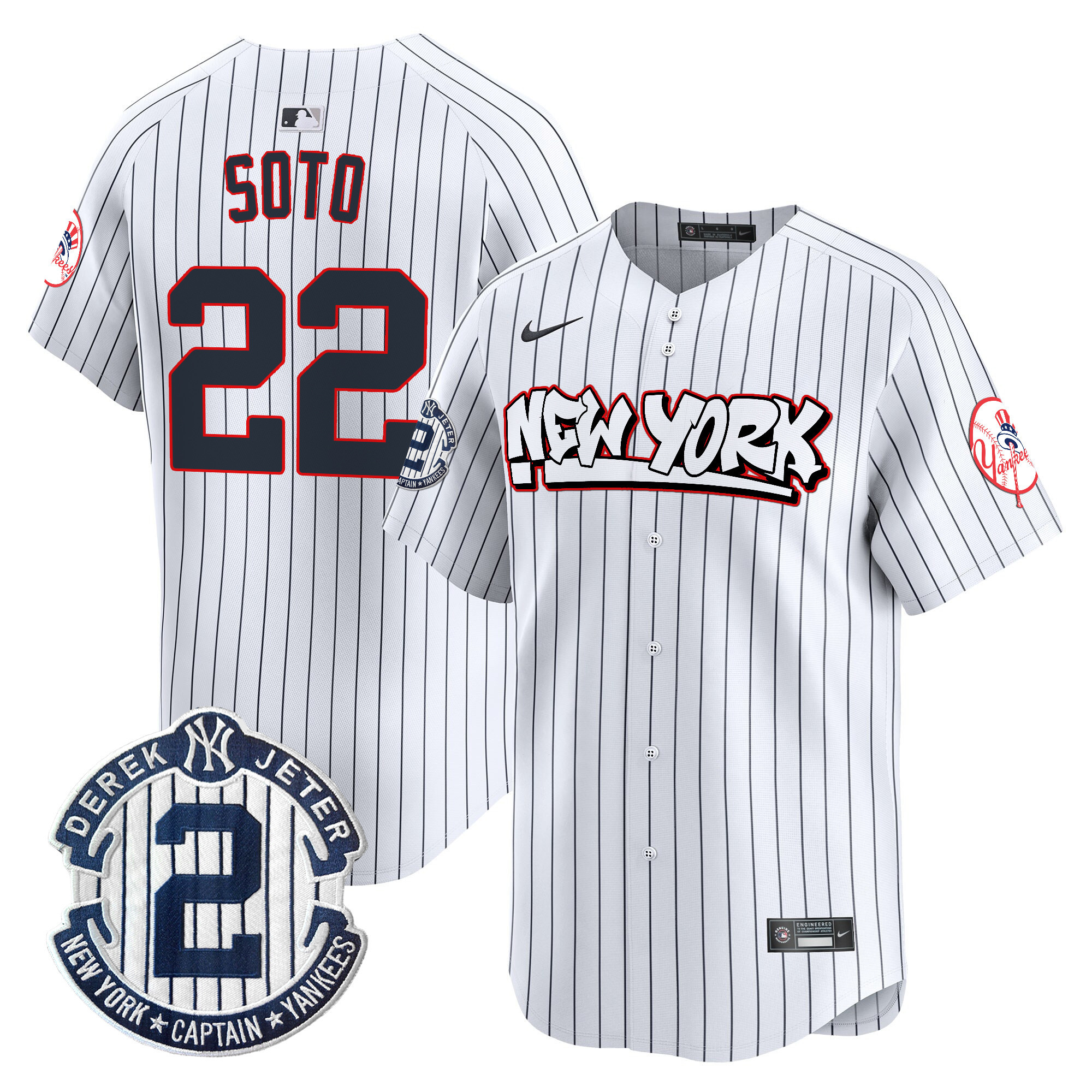 Men's Juan Soto New York Yankees Graffiti Vapor Premier Limited Pinstripe Jersey V2 - All Stitched