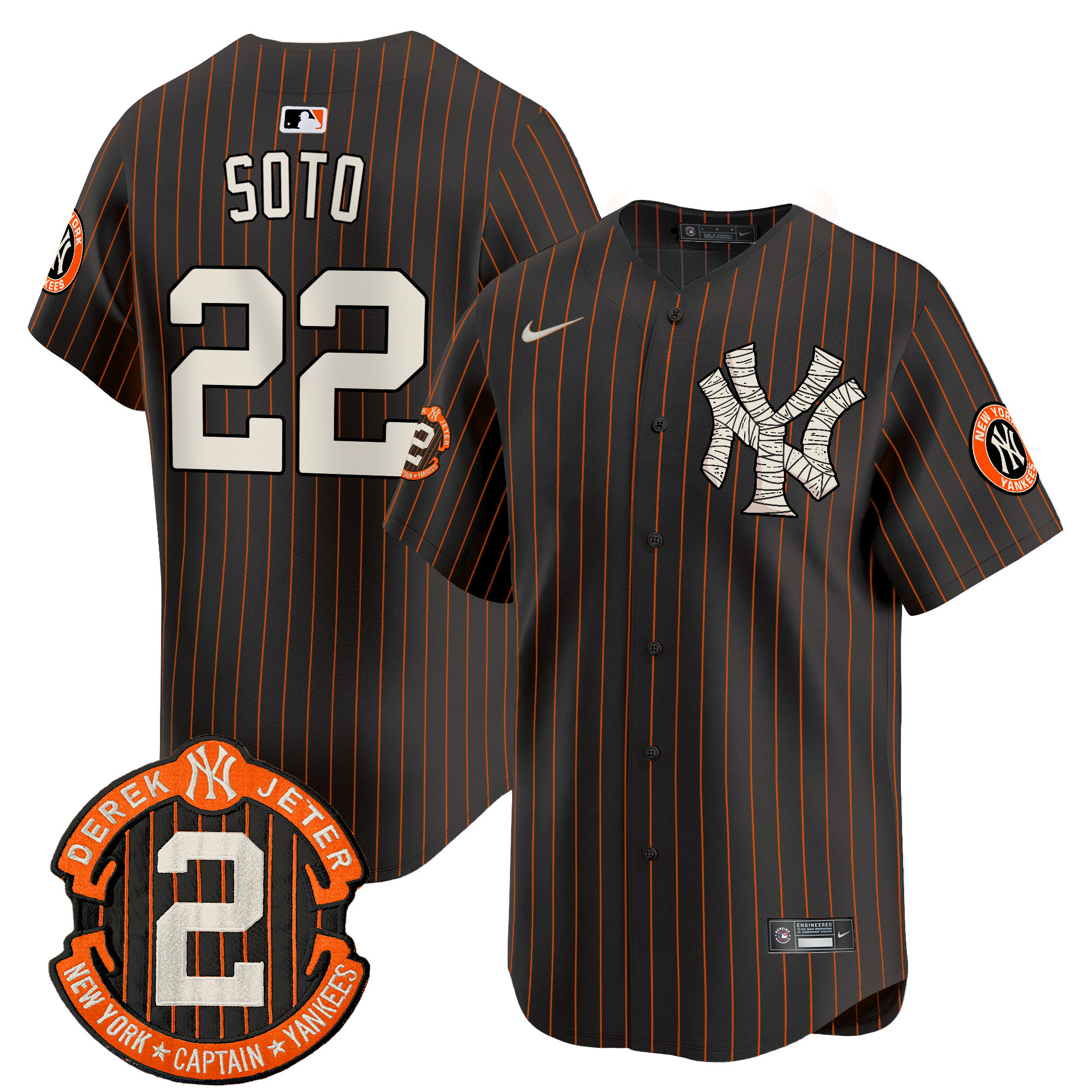 Men's Juan Soto New York Yankees Halloween Vapor Premier Limited Black Pinstripe Jersey - All Stitched