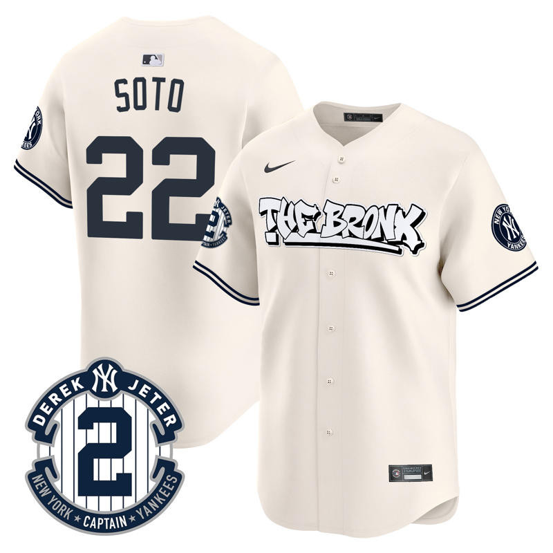Men's Juan Soto New York Yankees The Bronx Graffiti Vapor Premier Limited Cream Jersey - All Stitched