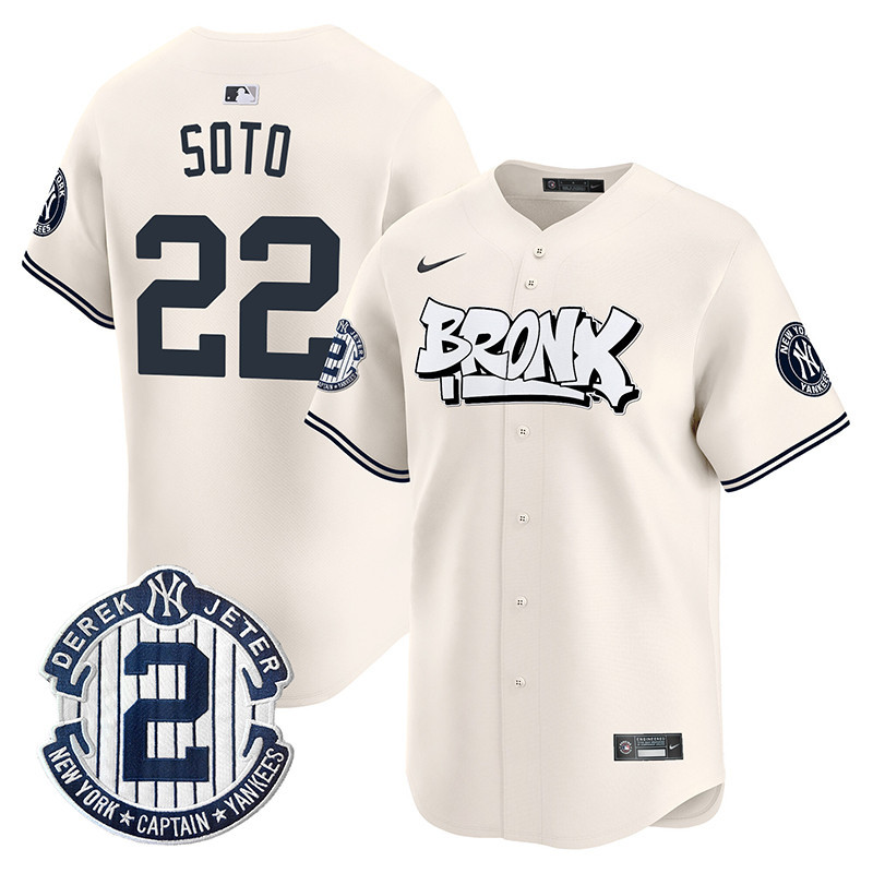 Men's Juan Soto New York Yankees The Bronx Graffiti Vapor Premier Limited Cream Jersey V3 - All Stitched