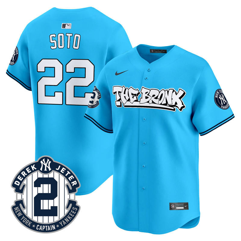 Men's Juan Soto New York Yankees The Bronx Graffiti Vapor Premier Limited Light Blue Jersey - All Stitched