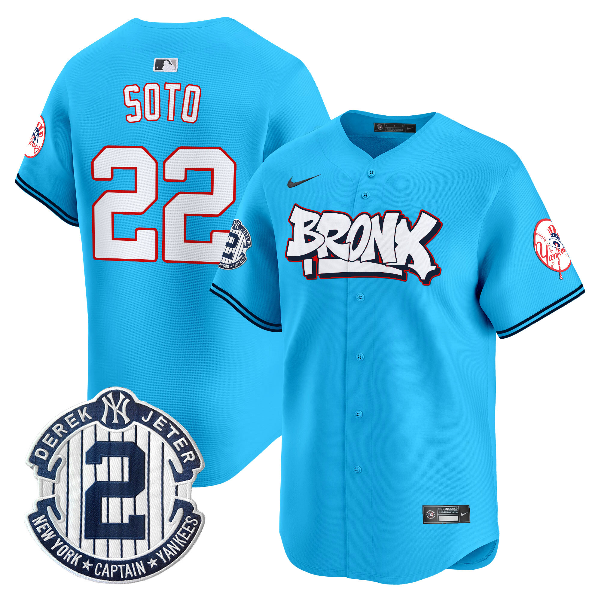 Men's Juan Soto New York Yankees The Bronx Graffiti Vapor Premier Limited Light Blue Jersey V4 - All Stitched