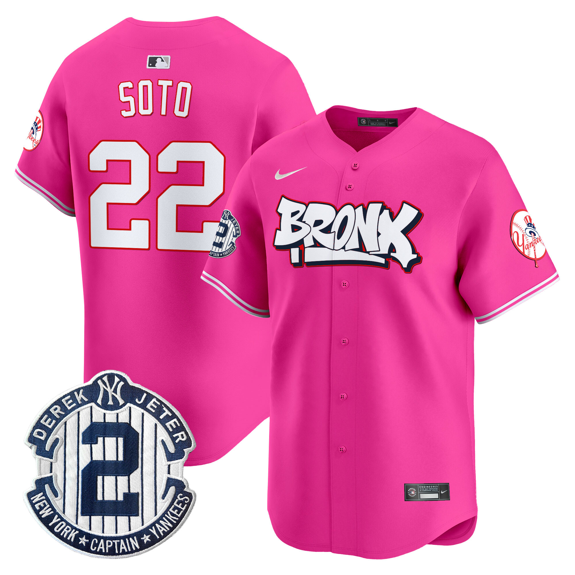 Men's Juan Soto New York Yankees The Bronx Graffiti Vapor Premier Limited Pink Jersey V4 - All Stitched