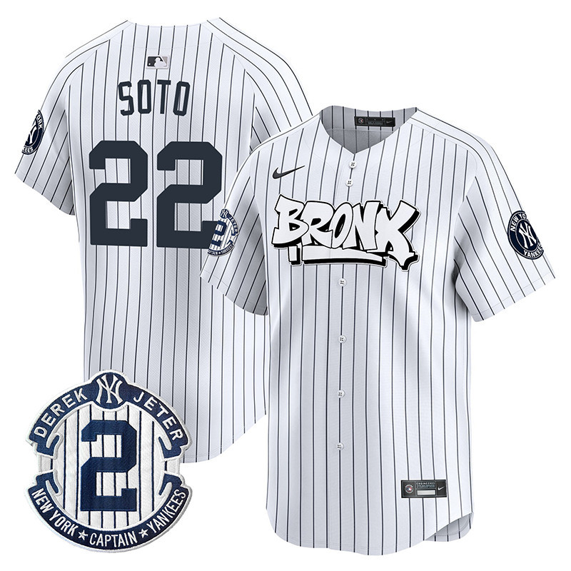 Men's Juan Soto New York Yankees The Bronx Graffiti Vapor Premier Limited Pinstripe Jersey V3 - All Stitched