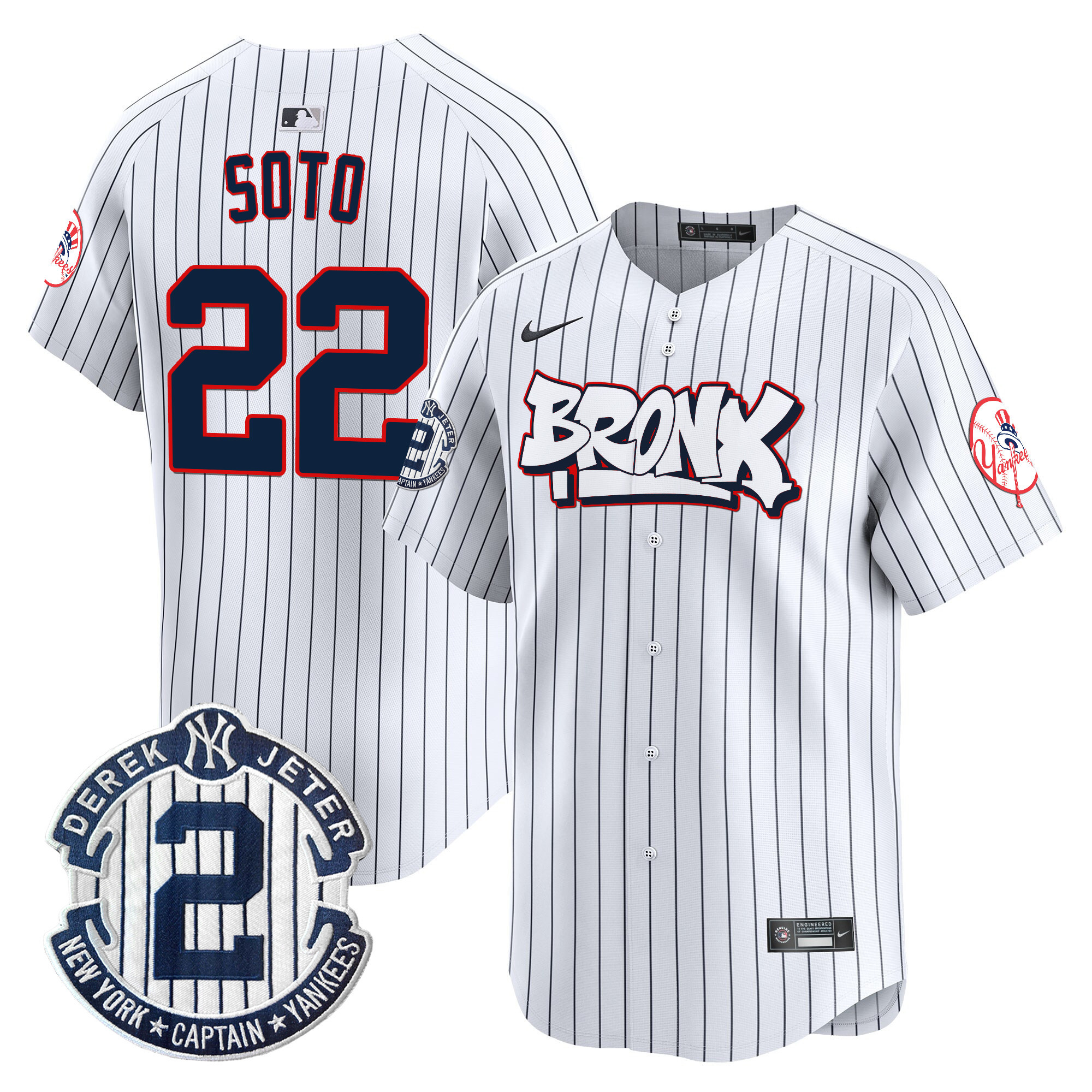 Men's Juan Soto New York Yankees The Bronx Graffiti Vapor Premier Limited Pinstripe Jersey V4 - All Stitched