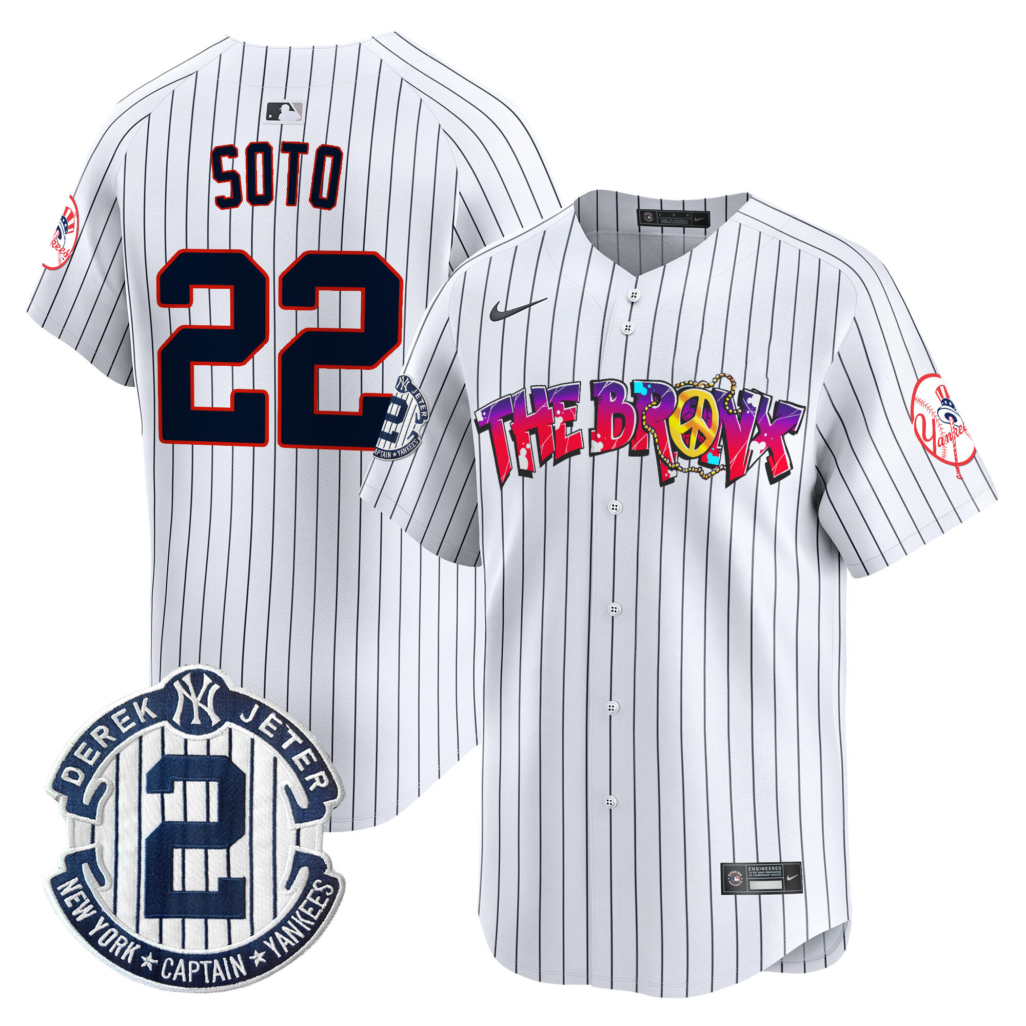 Men's Juan Soto New York Yankees The Bronx Graffiti Vapor Premier Limited Pinstripe Jersey V7 - All Stitched