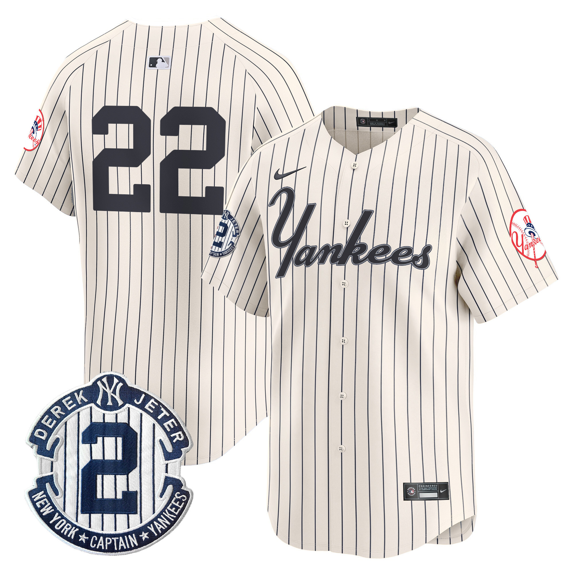 Men's Juan Soto New York Yankees Throwback Vapor Premier Limited Pinstripe Cream Jersey V2 - All Stitched