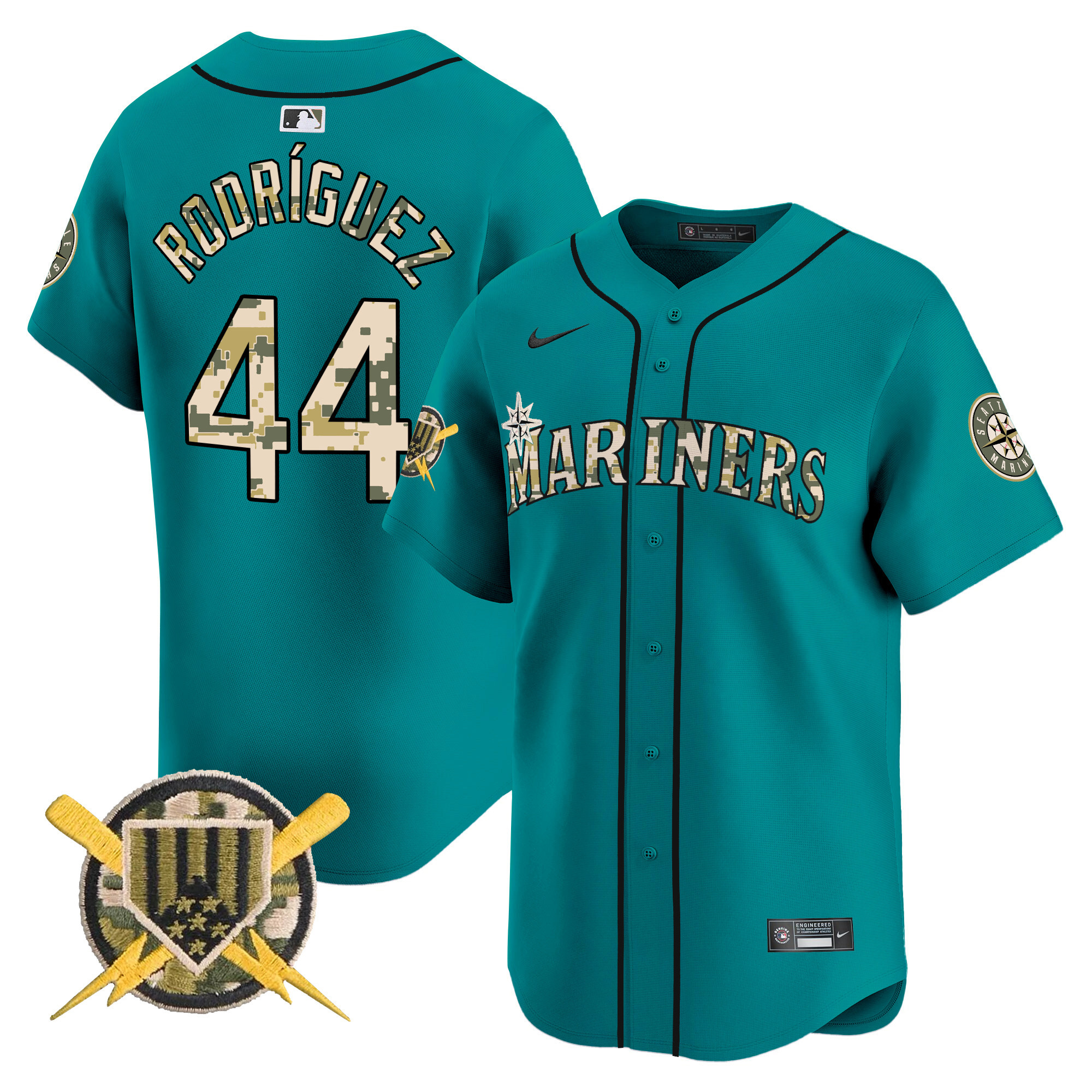 Men's Julio RodrÌguez Seattle Mariners Armed Forces Day Vapor Premier Limited Aqua Jersey - All Stitched