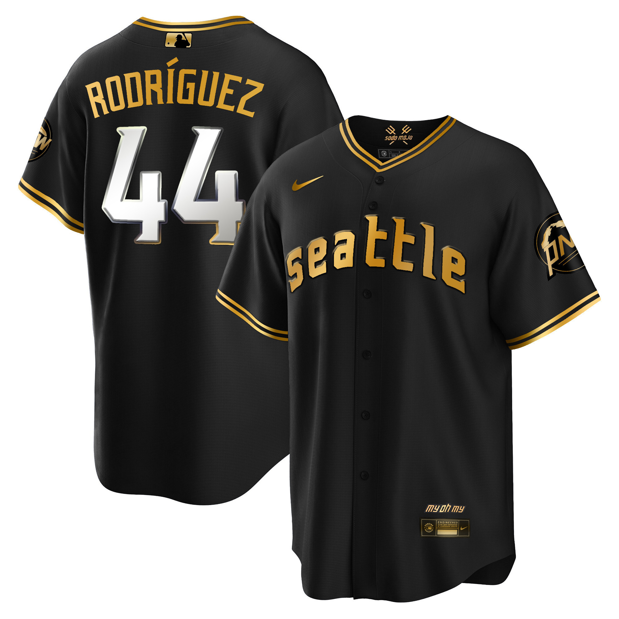 Men's Julio Rodriguez Seattle Mariners 2023 City Connect Gold Cool Black Gold Jersey - All Stitched