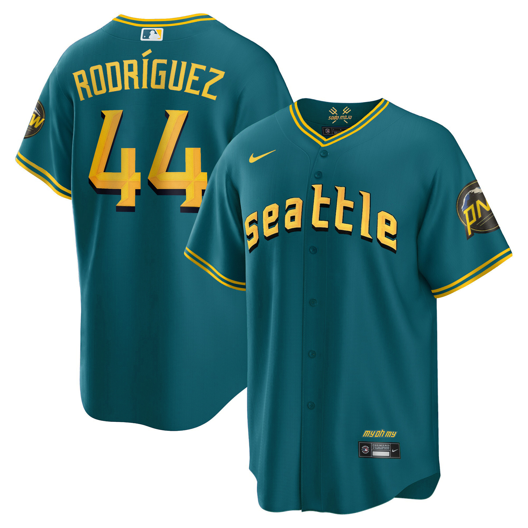 Men's Julio Rodriguez Seattle Mariners City Connect Cool Base Aqua Jersey - All Stitched