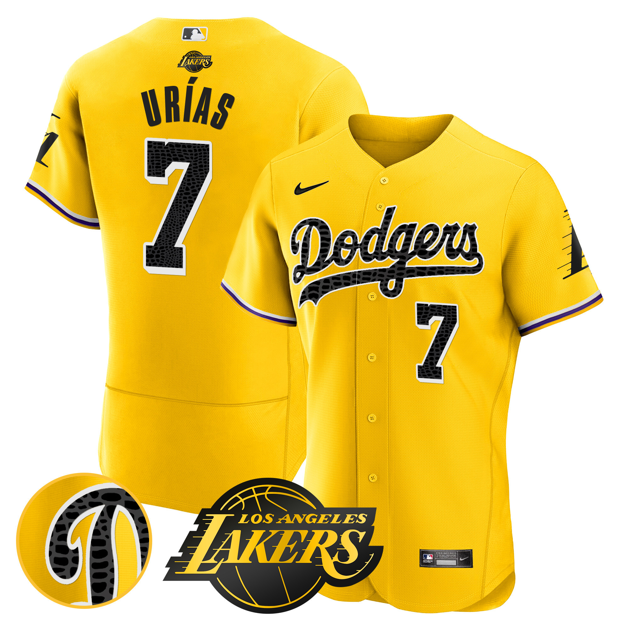 Men's Julio UrÌas Los Angeles Dodgers Flex Base Mamba Gold Jersey - All Stitched