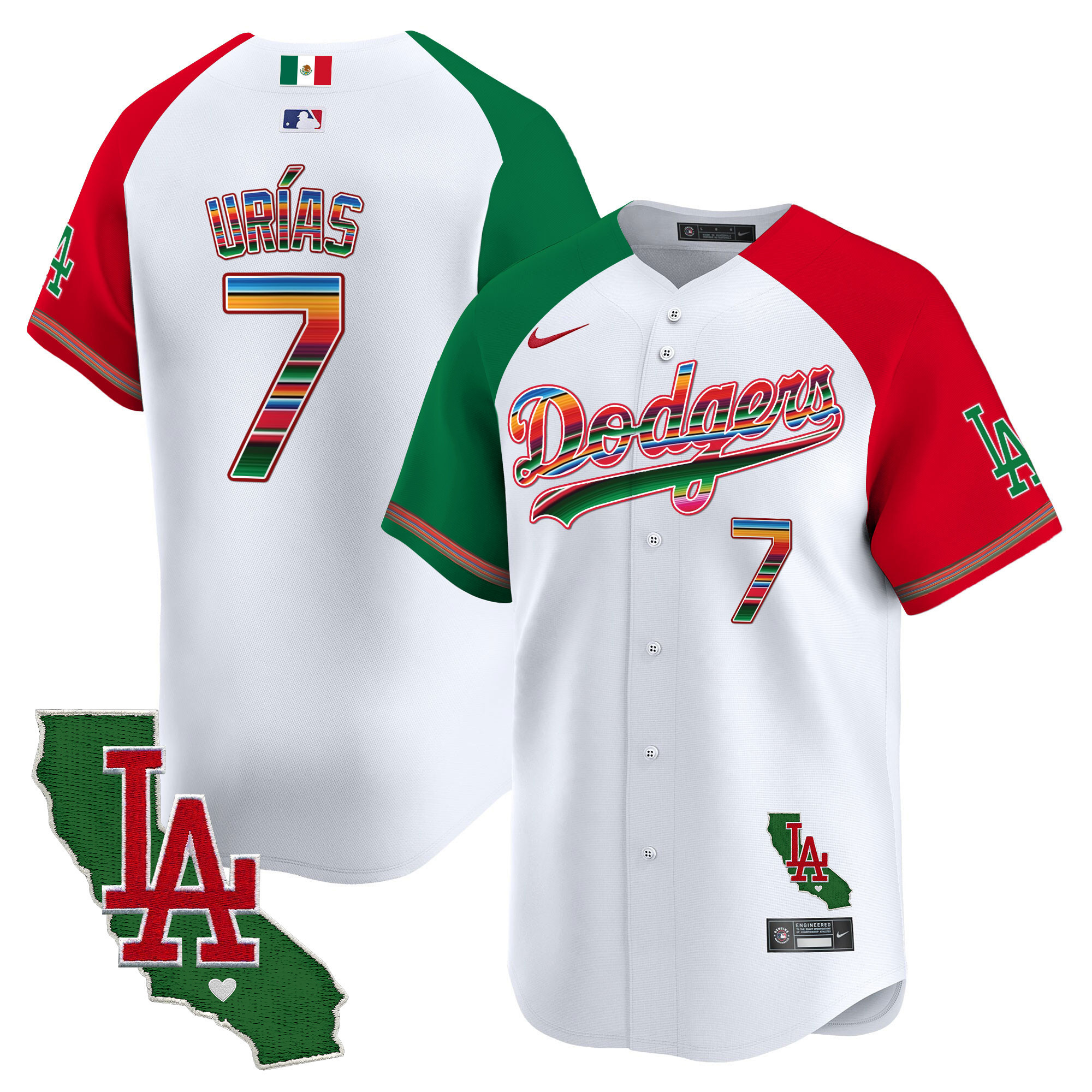 Men's Julio UrÌas Los Angeles Dodgers Mexico California Patch Vapor Premier Limited Alternate Jersey V2 - All Stitched