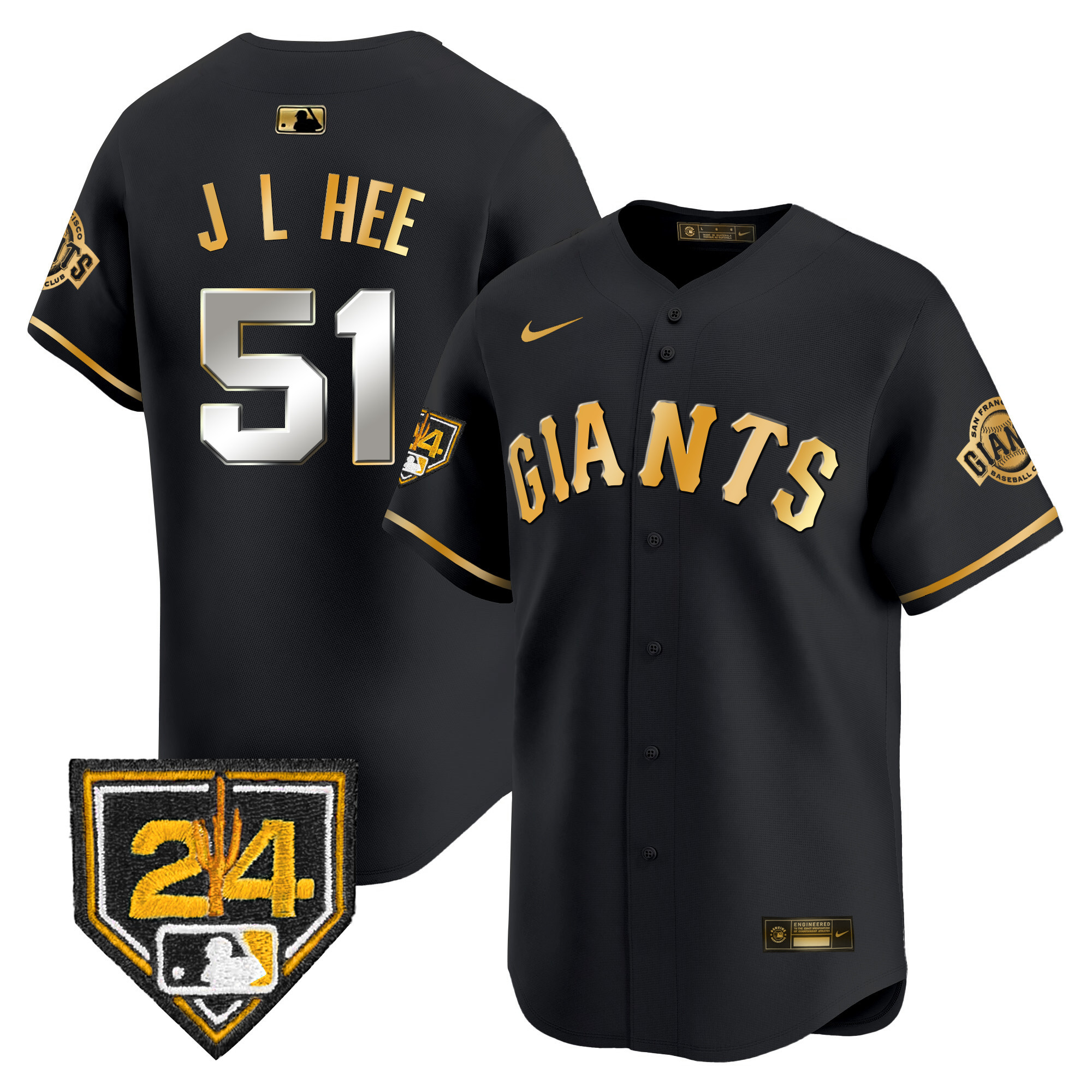 Men's Jung Hoo Lee San Francisco Giants 2024 Spring Training Vapor Premier Limited Black Gold Jersey - All Stitched
