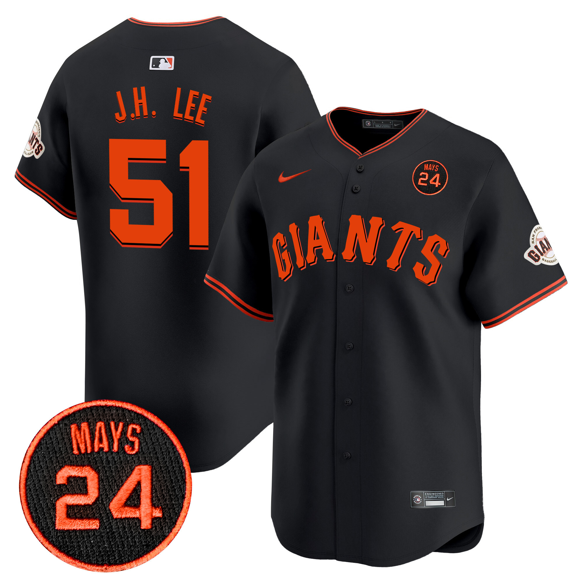 Men's Jung Hoo Lee San Francisco Giants 2024 Willie Mays Patch Vapor Premier Limited Black Jersey V3 - All Stitched