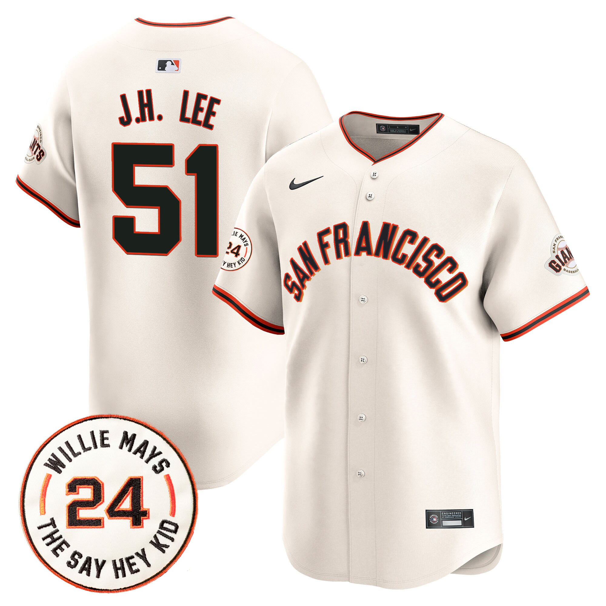 Men's Jung Hoo Lee San Francisco Giants 2024 Willie Mays Patch Vapor Premier Limited Cream Jersey V5 - All Stitched