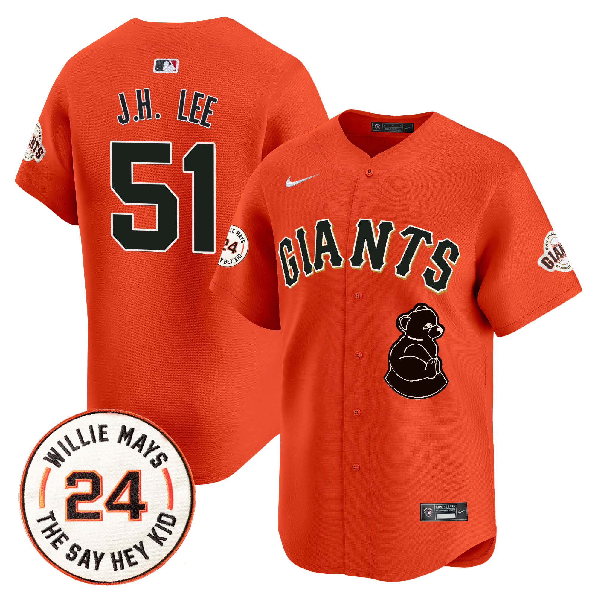 Men's Jung Hoo Lee San Francisco Giants 2024 Willie Mays Patch Vapor Premier Limited Orange Jersey V4 - All Stitched