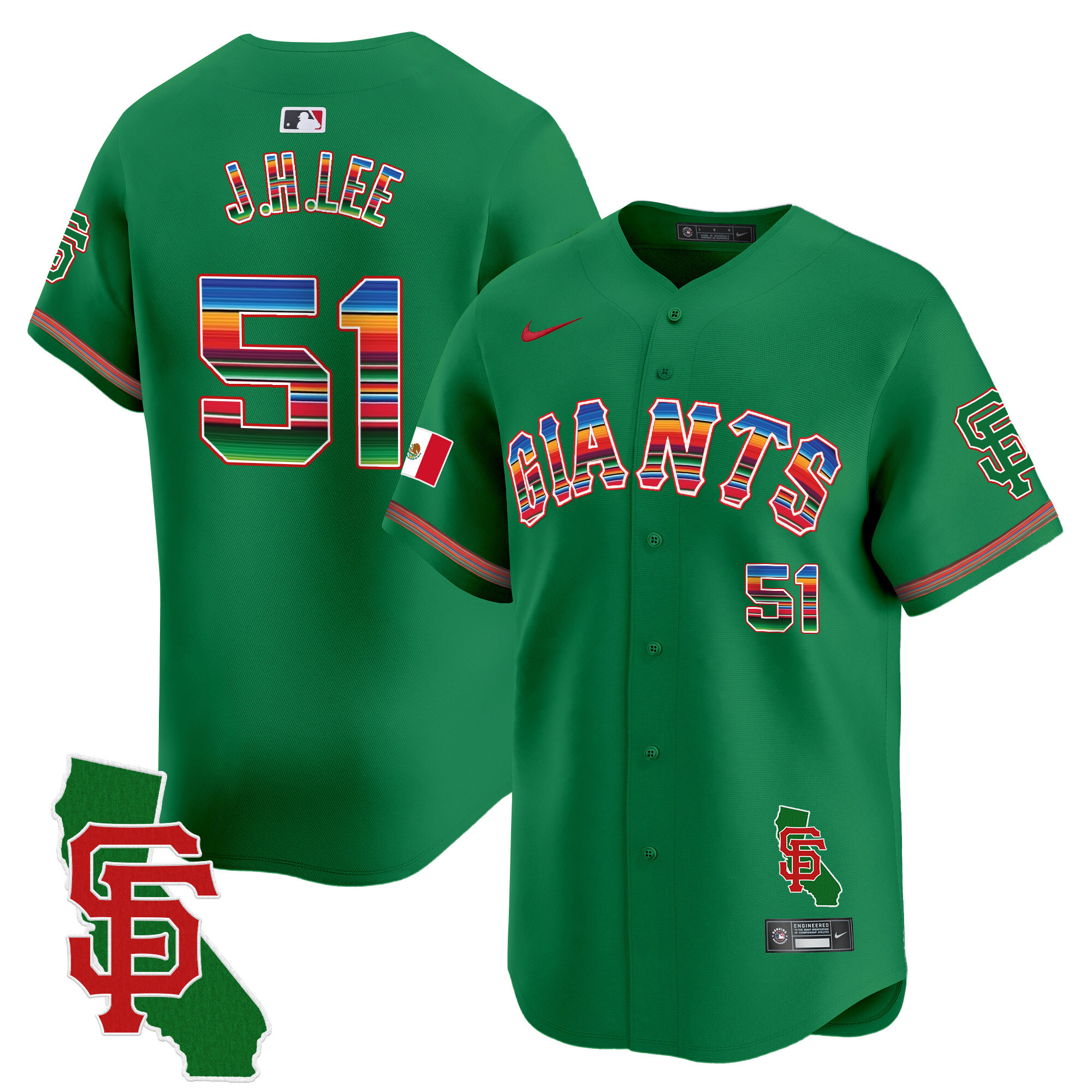 Men's Jung Hoo Lee San Francisco Giants Mexico California Patch Vapor Premier Limited Green Jersey - All Stitched