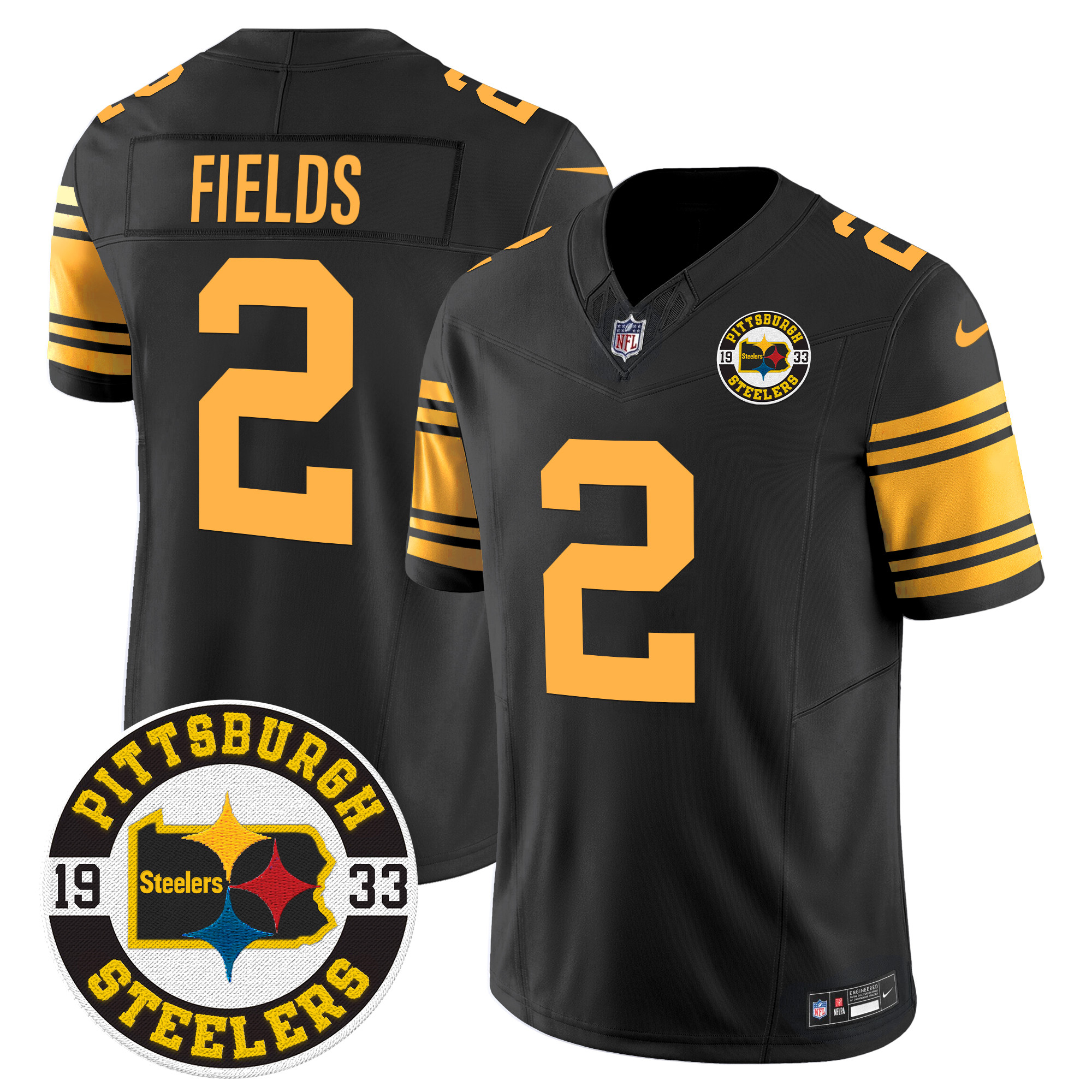 Men's Justin Fields Pittsburgh Steelers 2024 Vapor Limited Color Rush Jersey - All Stitched