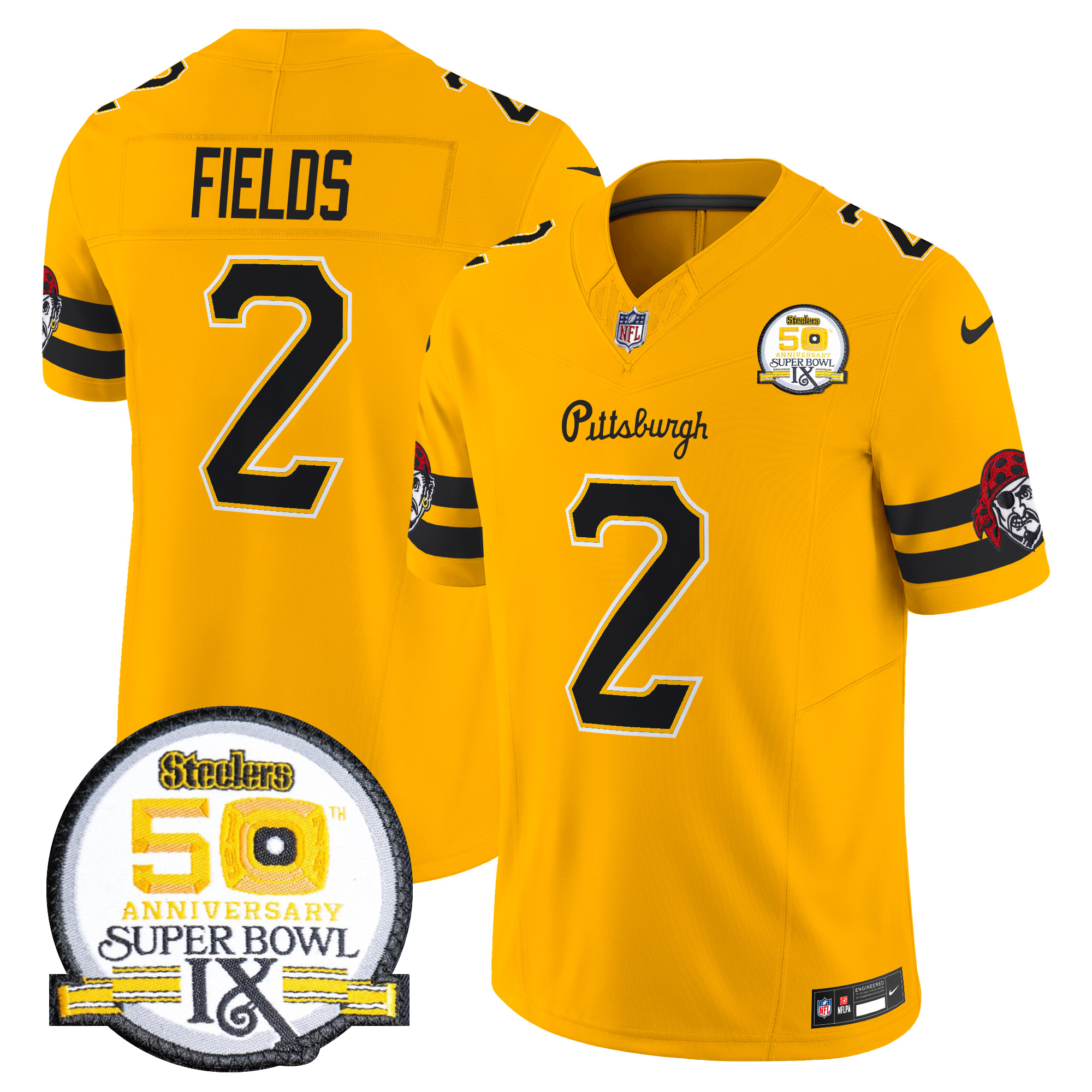 Men's Justin Fields Pittsburgh Steelers 2024 Vapor Limited Gold Jersey - All Stitched