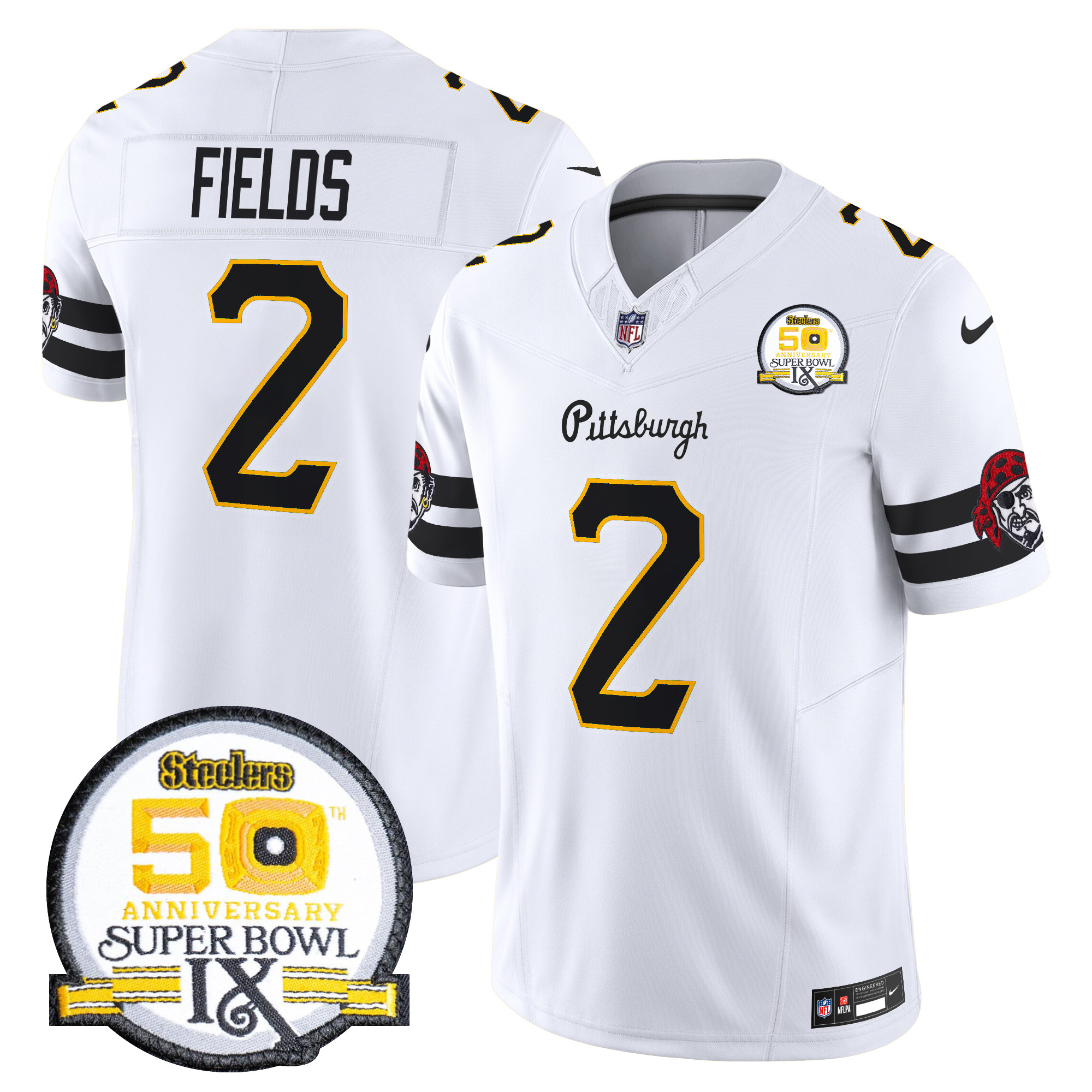 Men's Justin Fields Pittsburgh Steelers 2024 Vapor Limited White Jersey - All Stitched