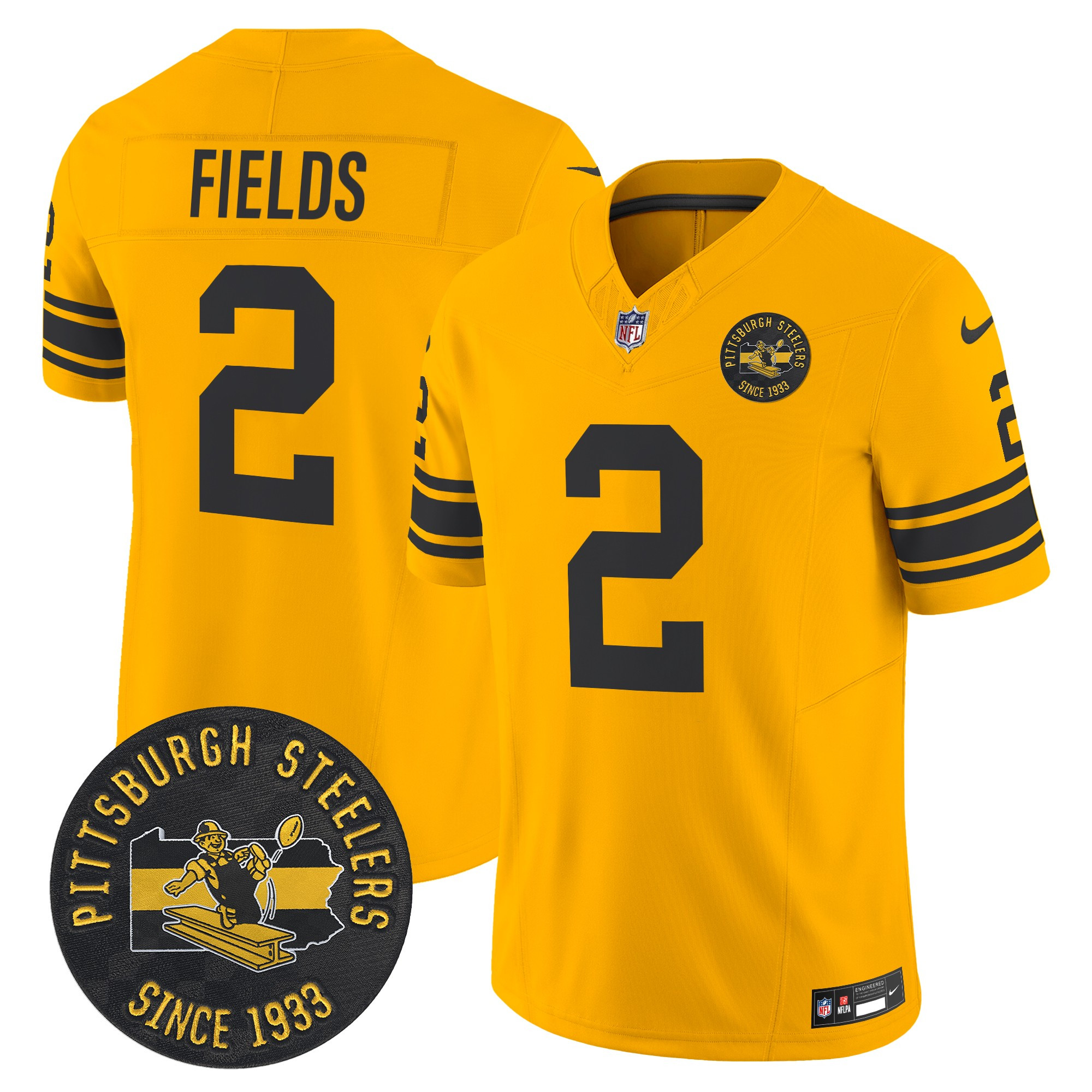 Men's Justin Fields Pittsburgh Steelers Throwback 1962 Vapor Limited Gold Jersey - All Stitched
