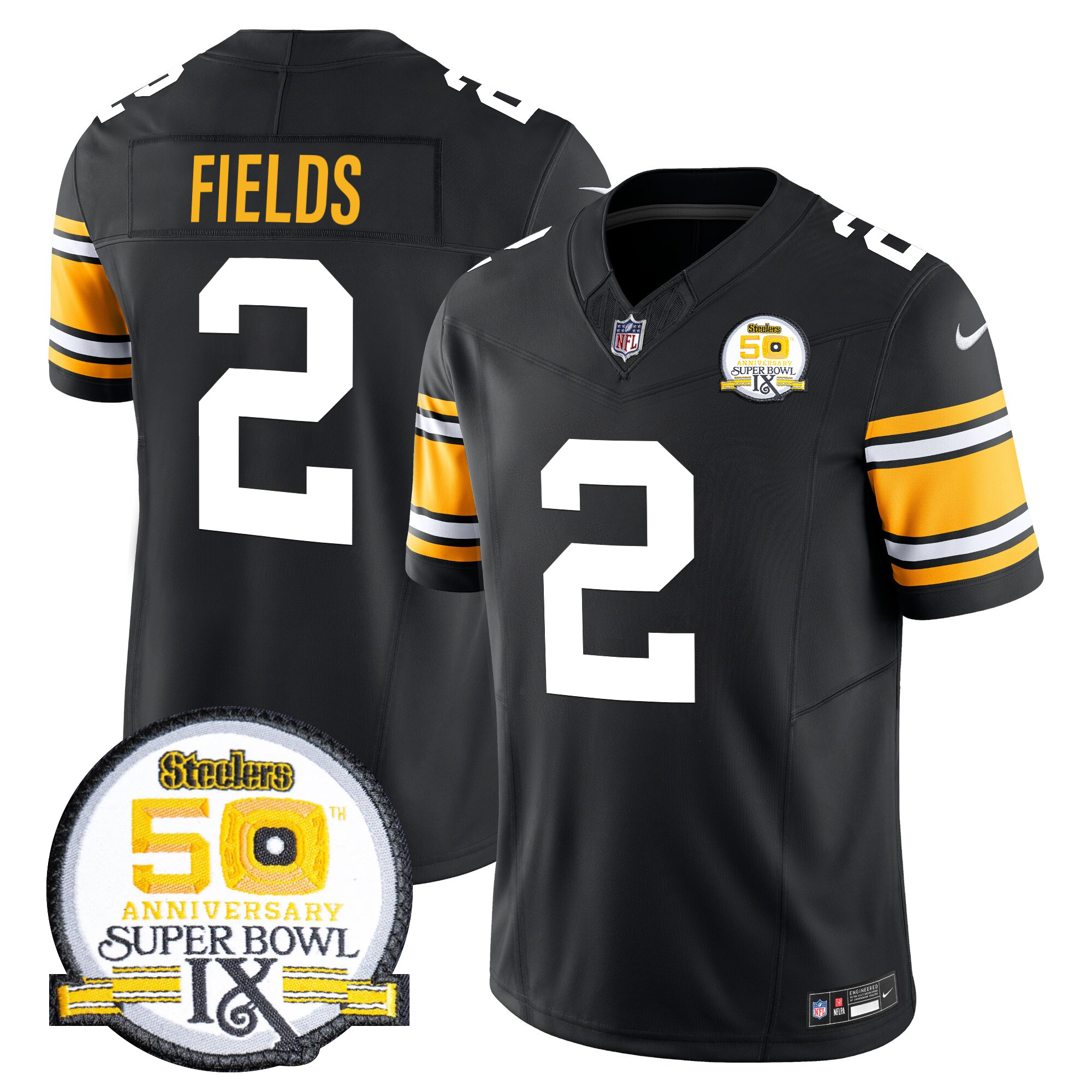 Men's Justin Fields Pittsburgh Steelers Throwback 2024 Vapor Limited 1975 Throwback Jersey - All Stitched