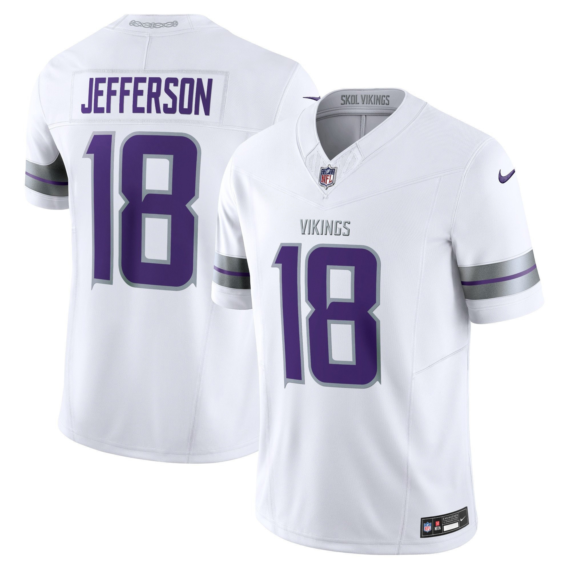 Men's Justin Jefferson 2024 Minnesota Vikings Winter Warrior Vapor Limited White Jersey - All Stitched