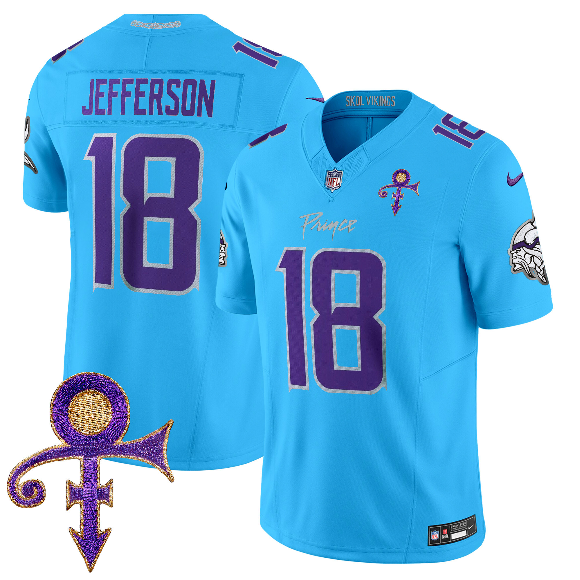 Men's Justin Jefferson Minnesota Vikings 2024 Prince Vapor Limited Light Blue Jersey - All Stitched