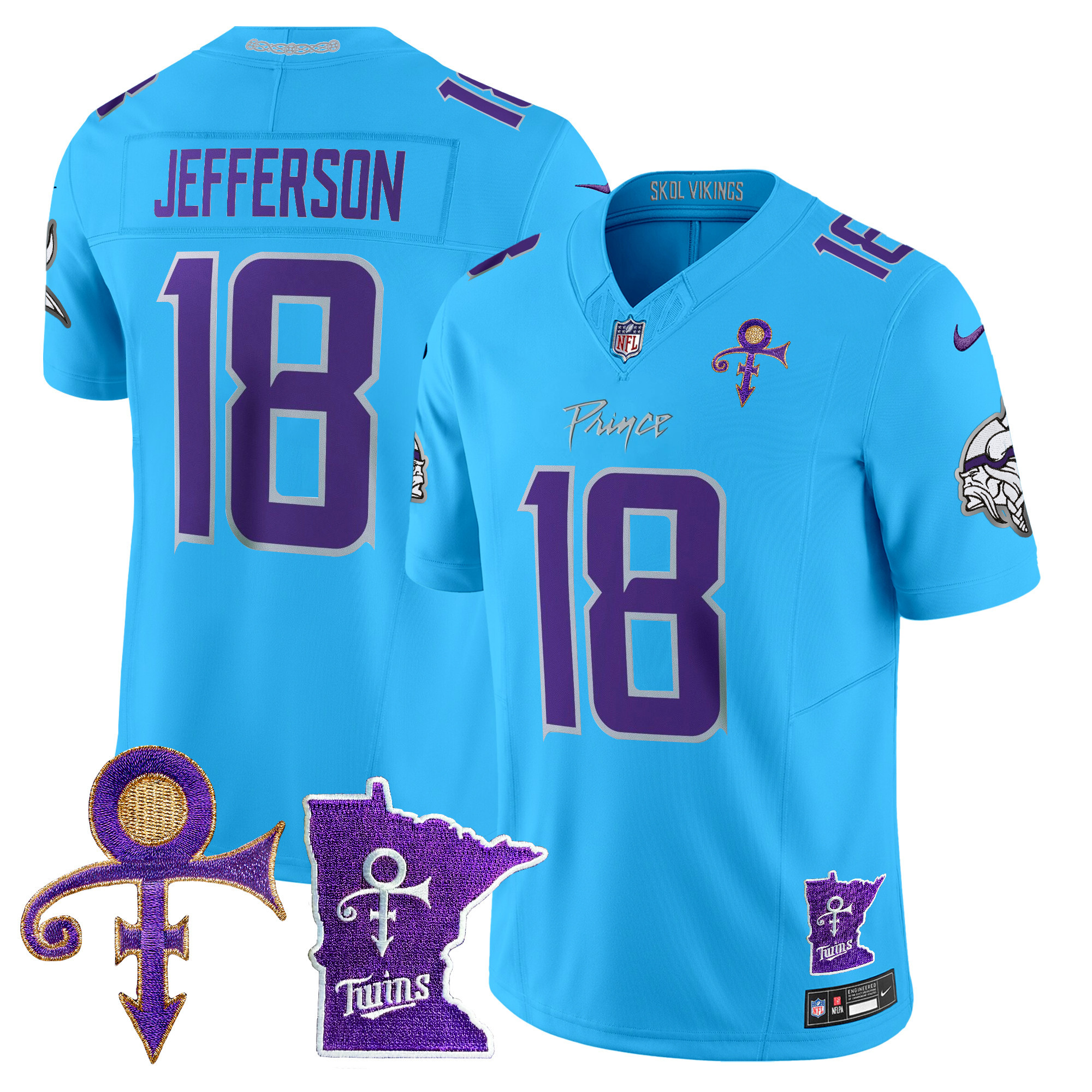 Men's Justin Jefferson Minnesota Vikings 2024 Prince Vapor Limited Light Blue Jersey V2 - All Stitched