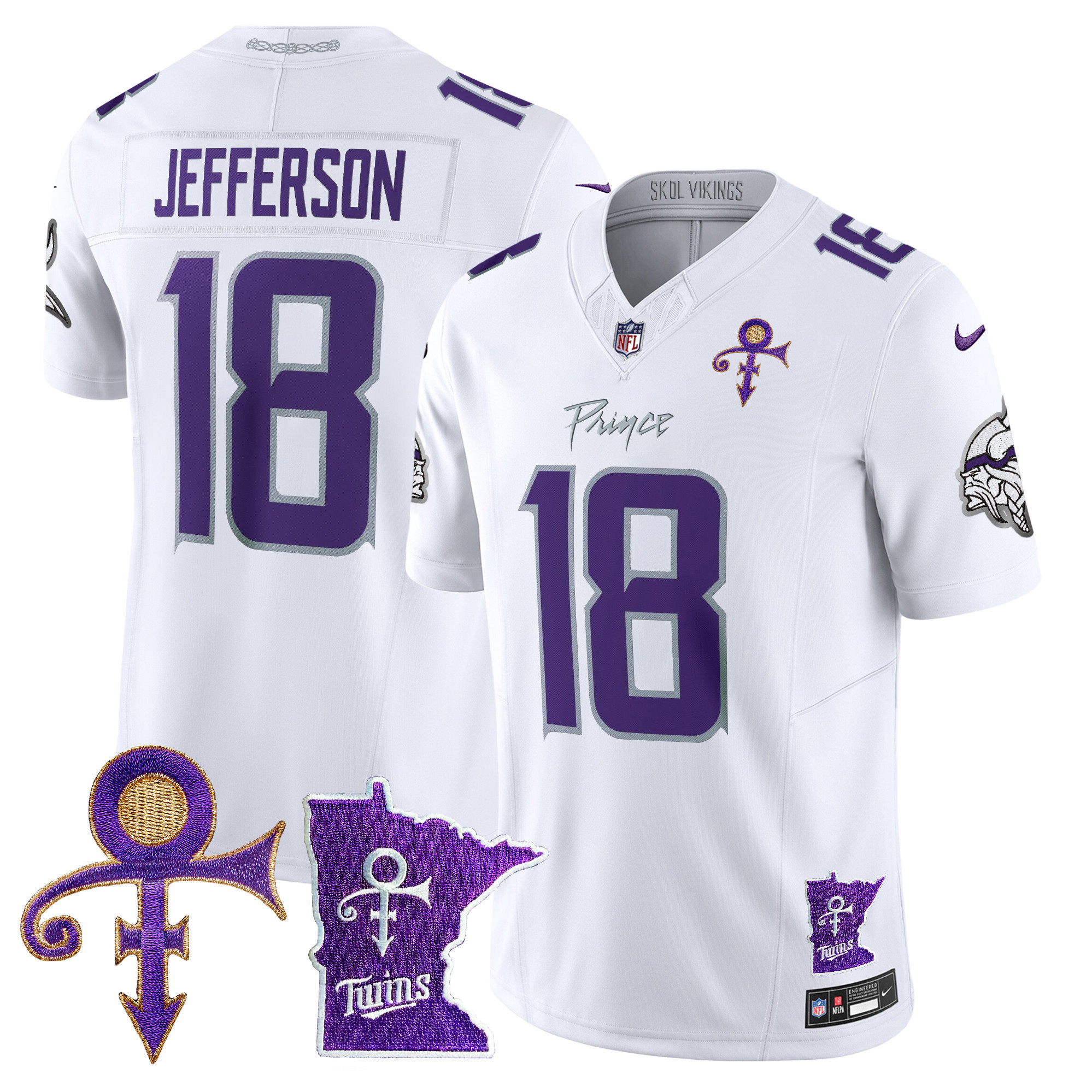 Men's Justin Jefferson Minnesota Vikings 2024 Prince Vapor Limited White Limited Jersey V2 - All Stitched