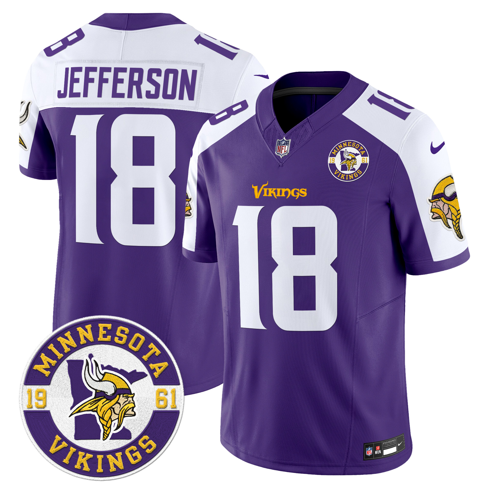 Men's Justin Jefferson Minnesota Vikings 2024 Vapor Limited Purple Alternate Jersey - All Stitched