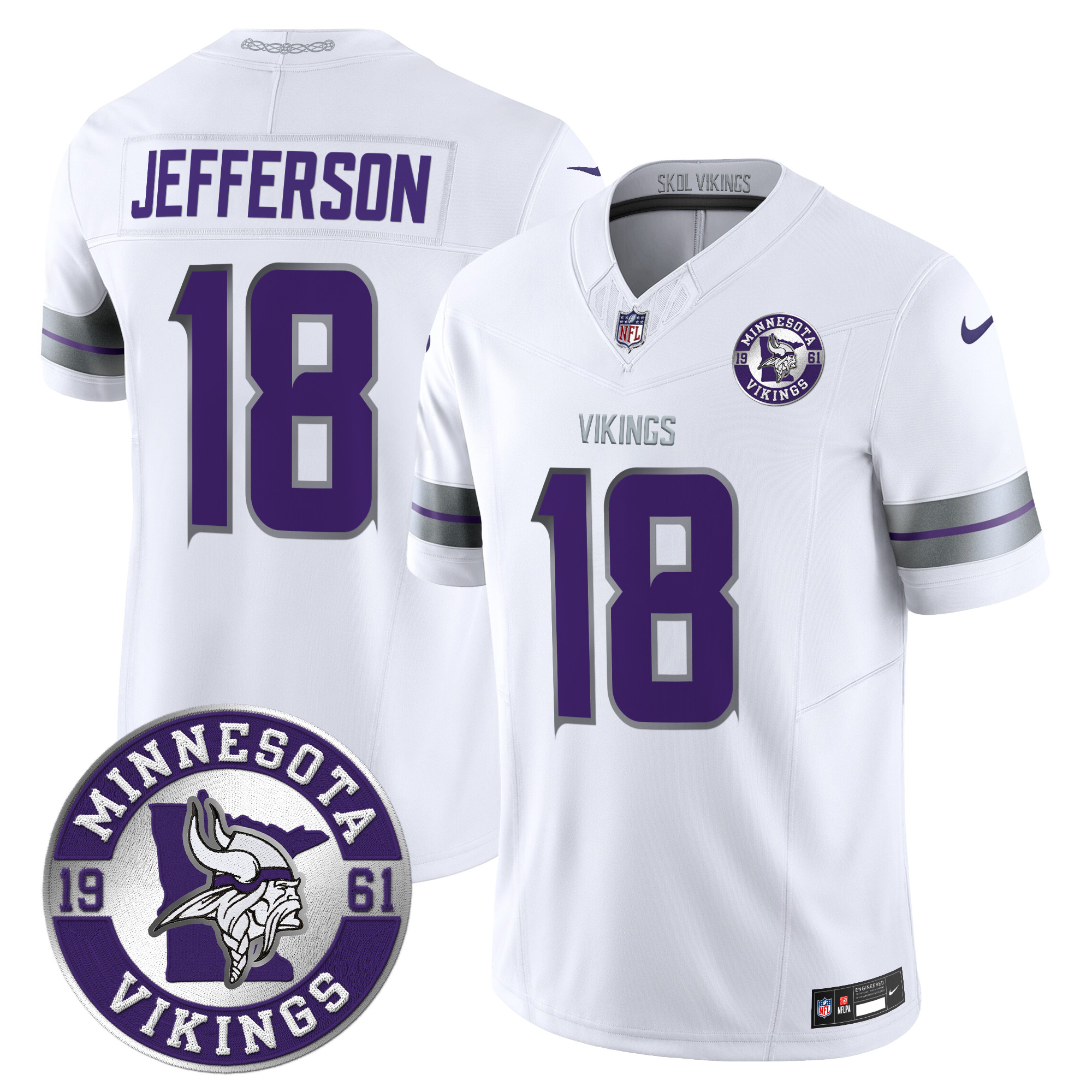 Men's Justin Jefferson Minnesota Vikings 2024 Vapor Limited White Jersey - All Stitched