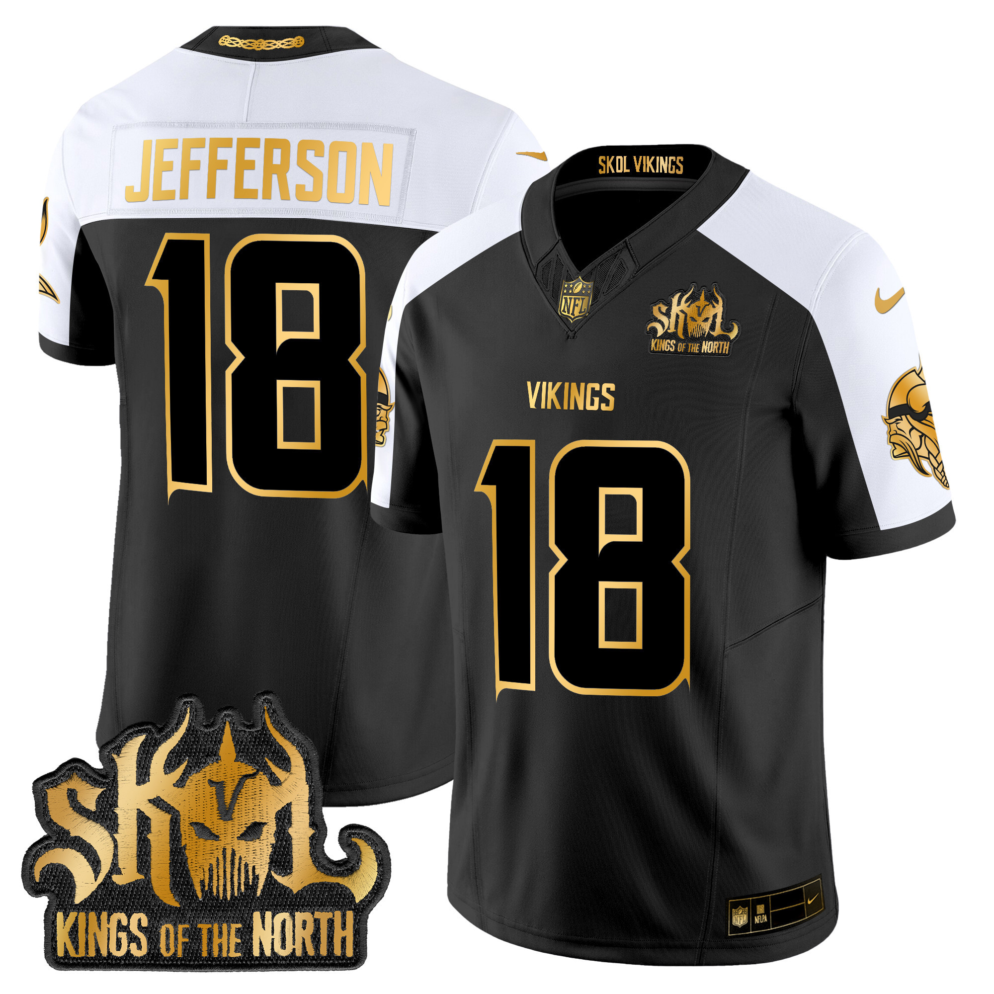 Men's Justin Jefferson Minnesota Vikings 2024 Winter Warrior Skol Patch Gold Vapor Limited Alternate Jersey - All Stitched