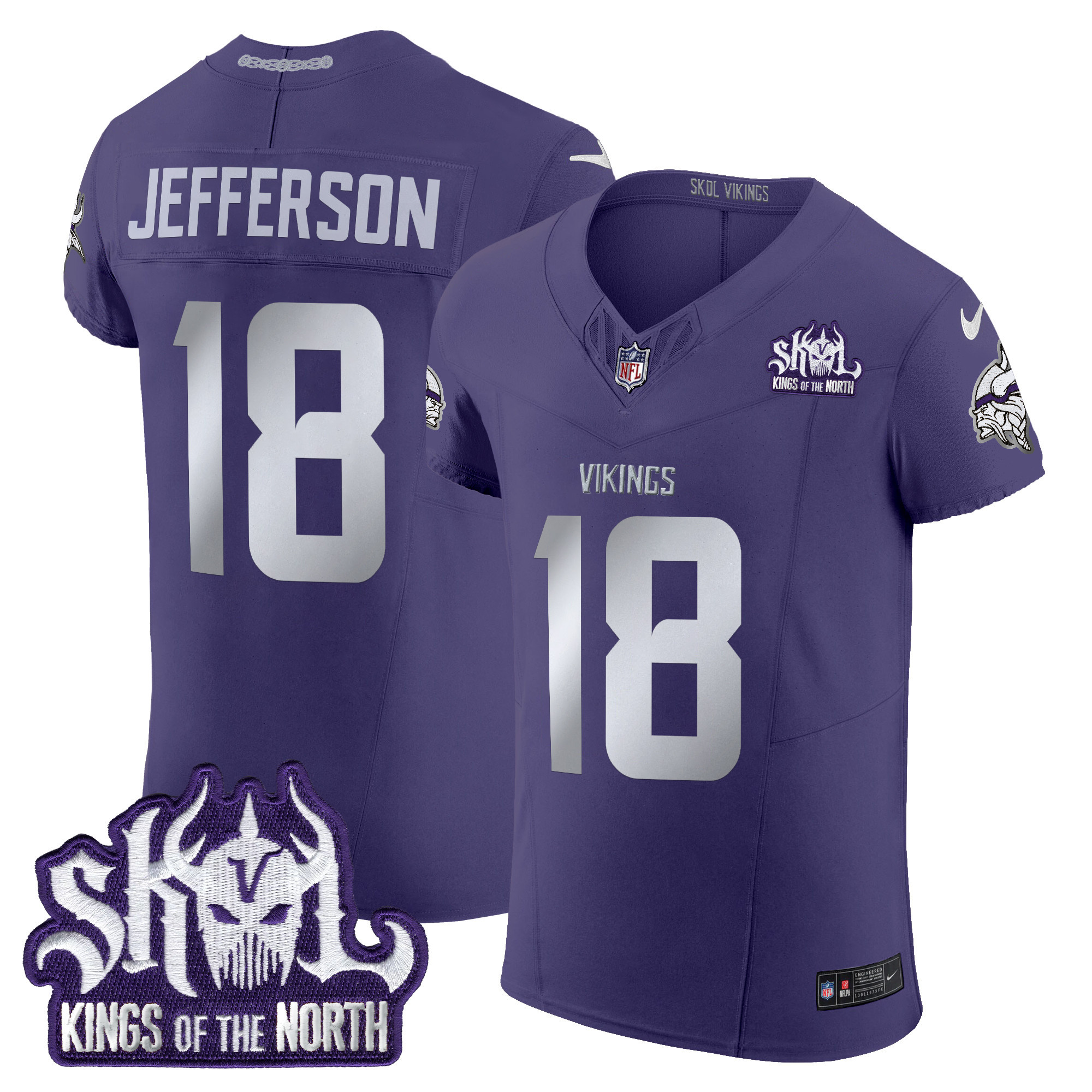 Men's Justin Jefferson Minnesota Vikings 2024 Winter Warrior Skol Patch Vapor Elite Purple Jersey - All Stitched