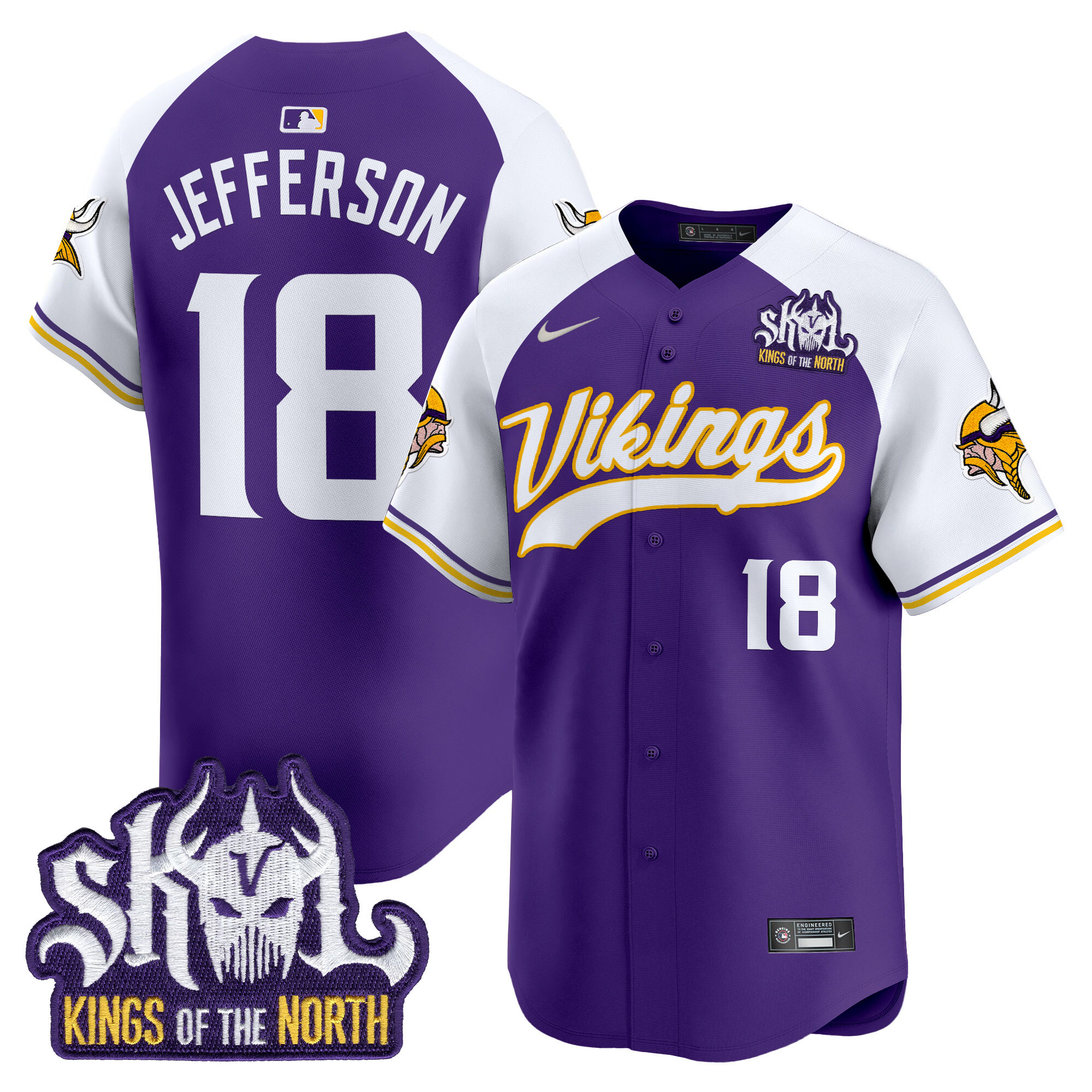 Men's Justin Jefferson Minnesota Vikings Kings Of The North Patch Vapor Premier Limited Purple Alternate Jersey - All Stitched