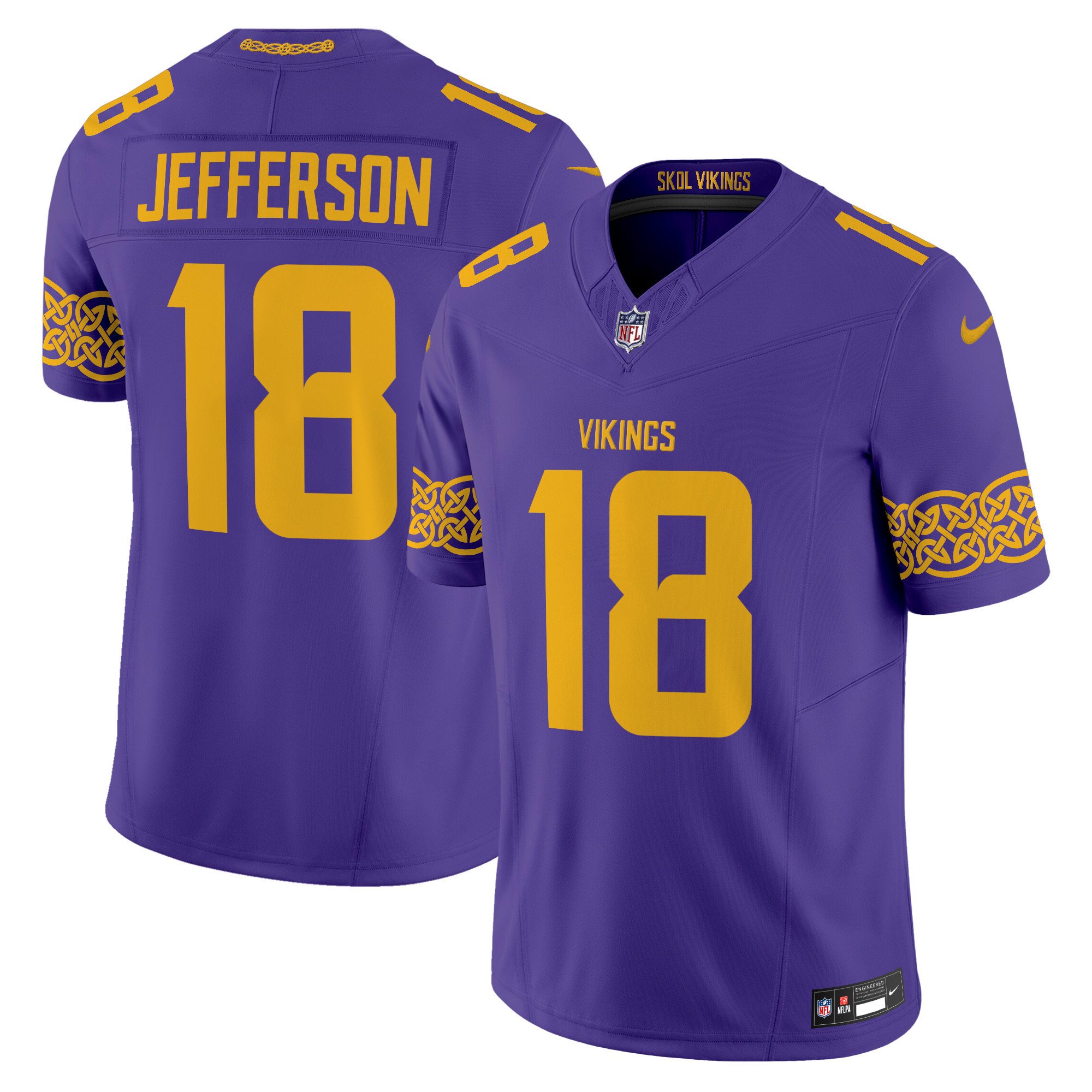 Men's Justin Jefferson Minnesota Vikings Nordic Pattern Vapor Limited Purple Jersey - All Stitched