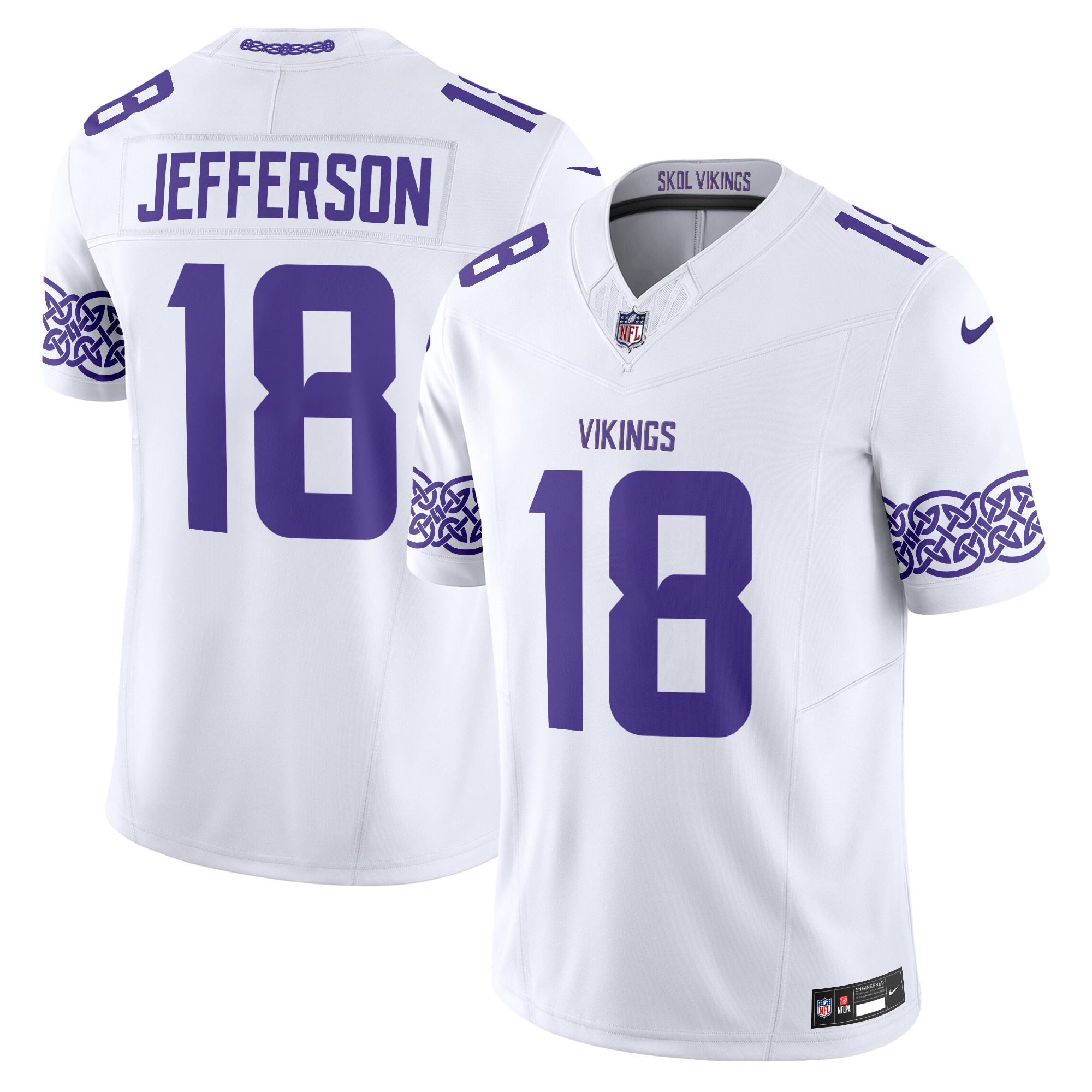 Men's Justin Jefferson Minnesota Vikings Nordic Pattern Vapor Limited White Jersey - All Stitched