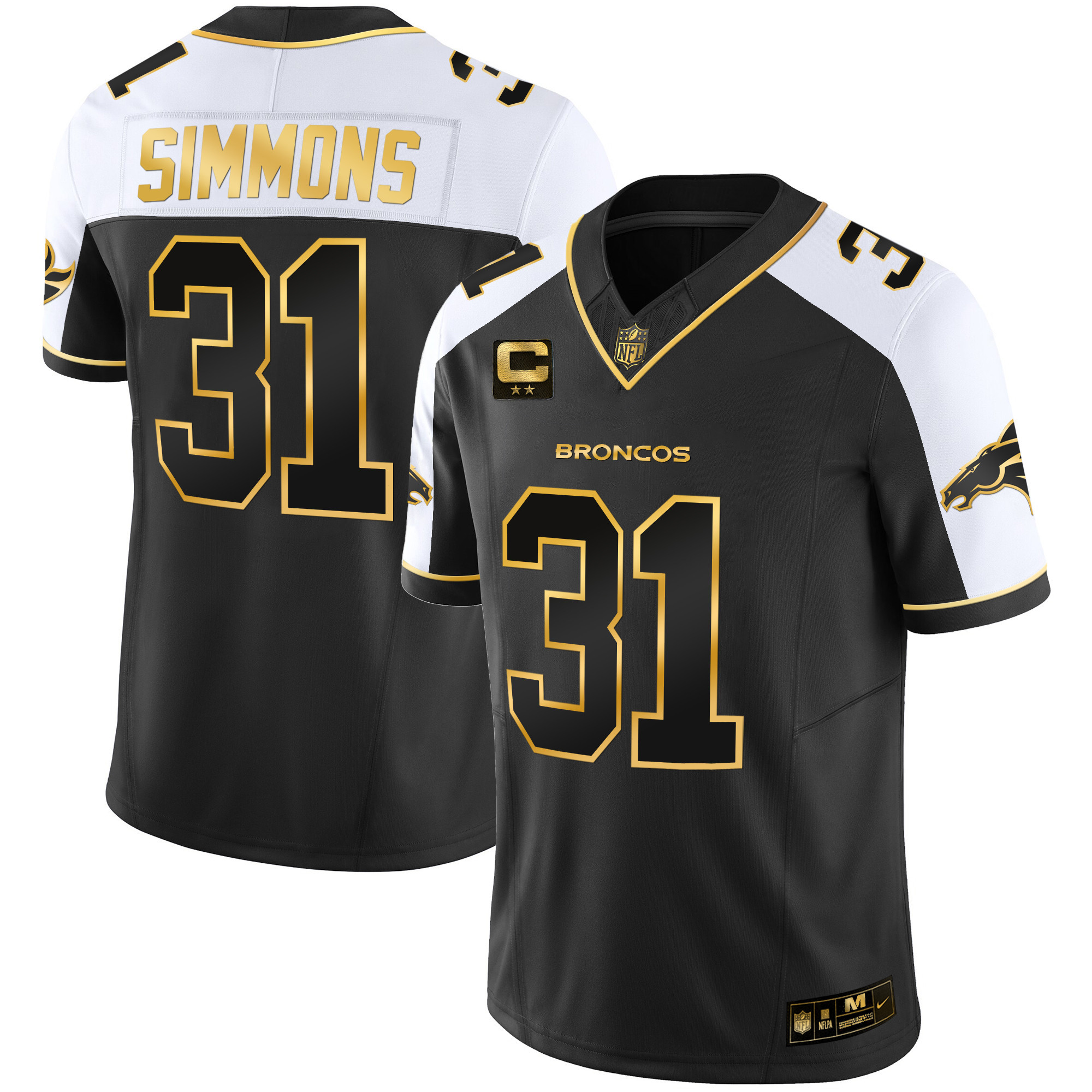 Men's Justin Simmons Denver Broncos Gold Vapor Limited Alternate Jersey - All Stitched