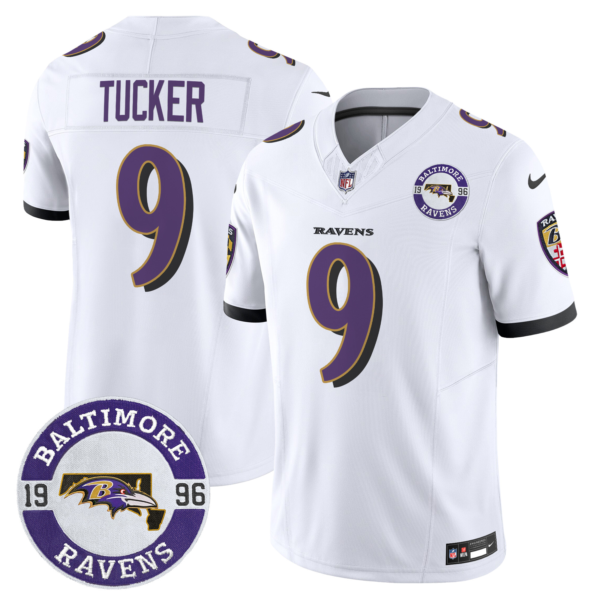 Men's Justin Tucker Baltimore Ravens 2024 Vapor Limited White Jersey - All Stitched