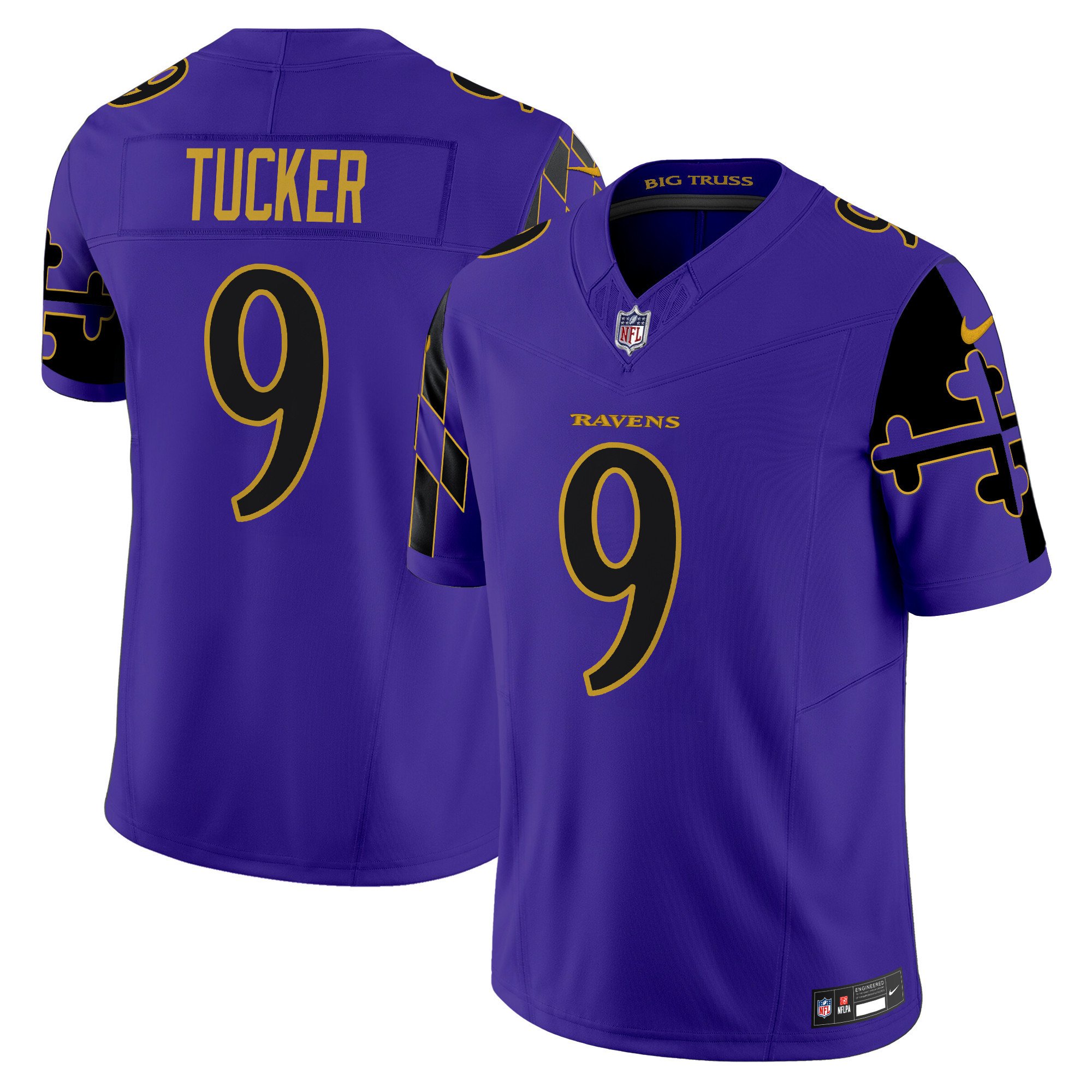 Men's Justin Tucker Baltimore Ravens Maryland Flag Vapor Limited Purple Limited Jersey - All Stitched
