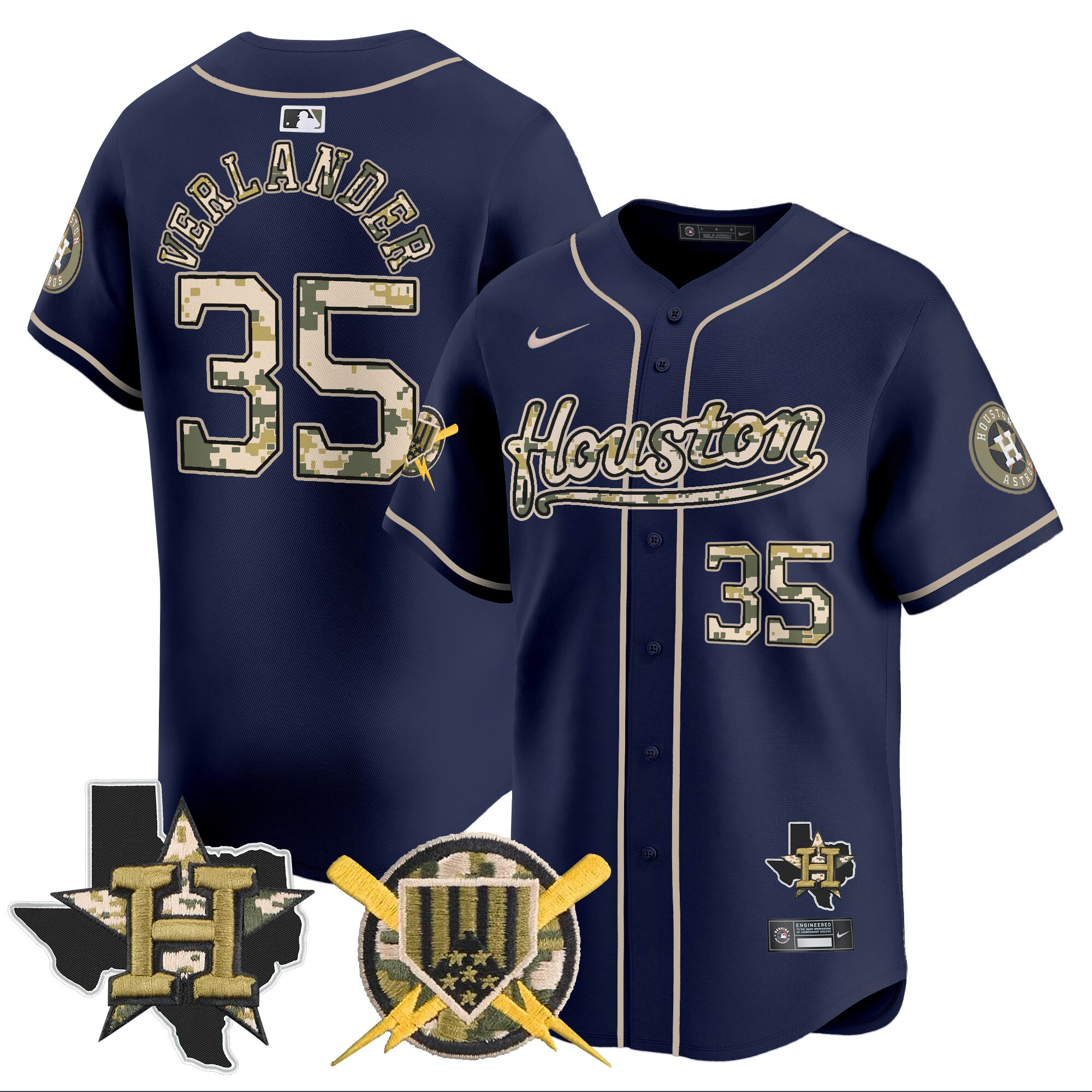 Men's Justin Verlander Houston Astros Armed Forces Day Vapor Premier Limited Navy Jersey - All Stitched